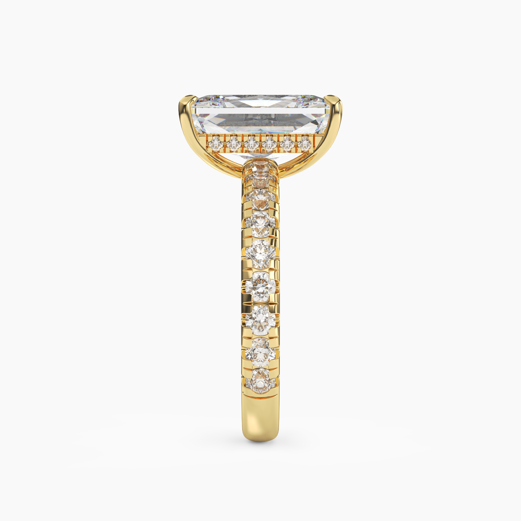 Eclipse Radiant Hidden Halo Diamond Ring Setting in 14K White Gold