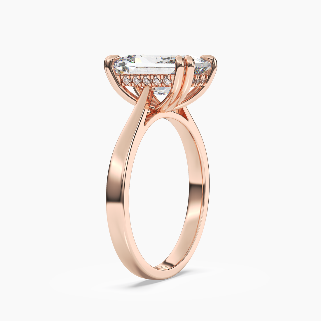 Meadow Radiant Hidden Halo 3 Carat Lab Grown Diamond Engagement Ring in 14K Yellow Gold