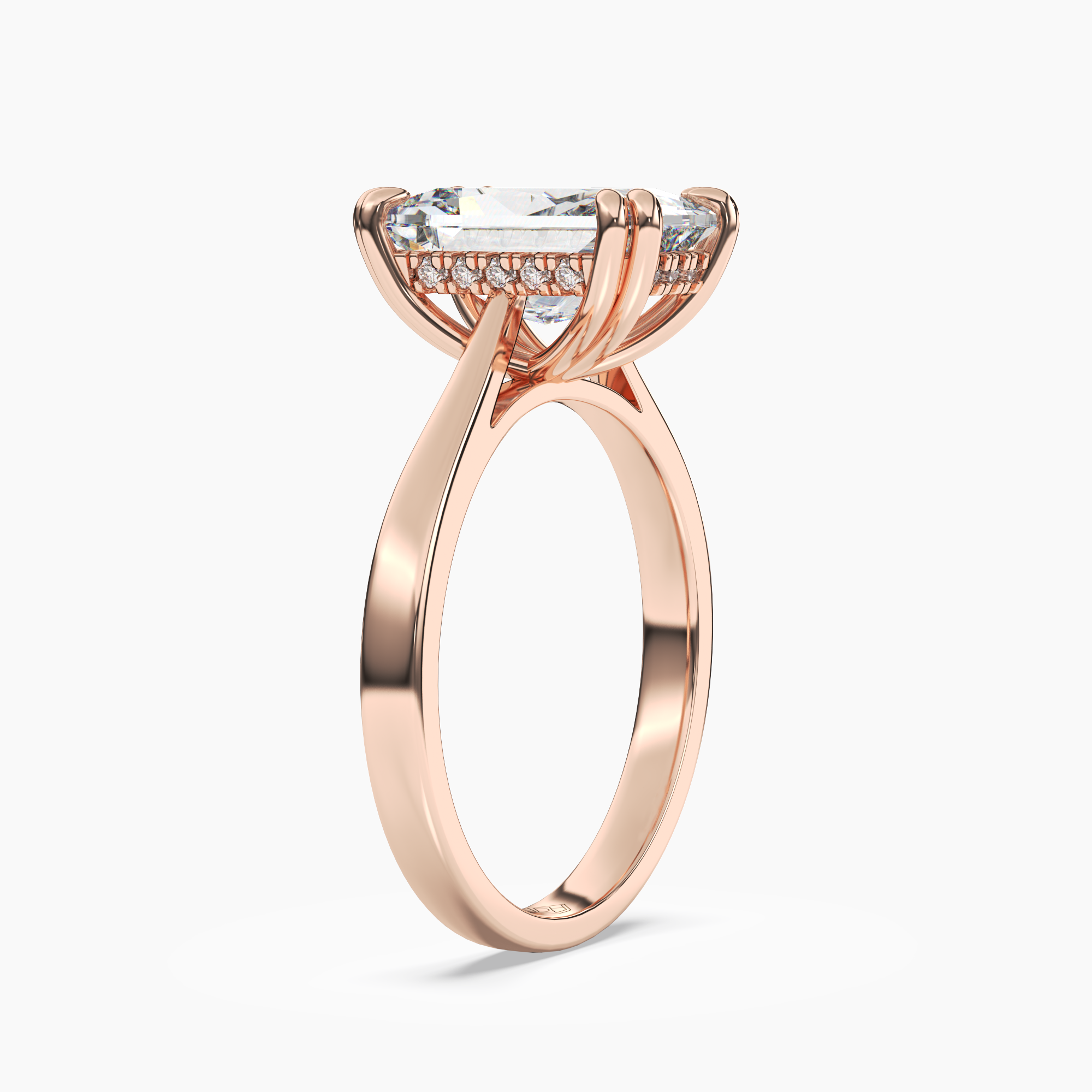Meadow Radiant Hidden Halo 2.5 Carat Lab Grown Diamond Engagement Ring in 18K Yellow Gold