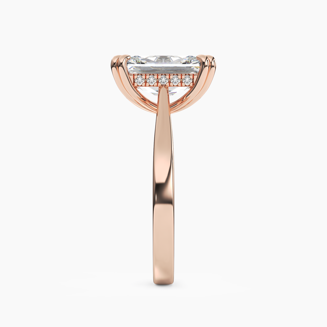 Meadow Radiant Hidden Halo 1 Carat Lab Grown Diamond Engagement Ring in 14K Rose Gold