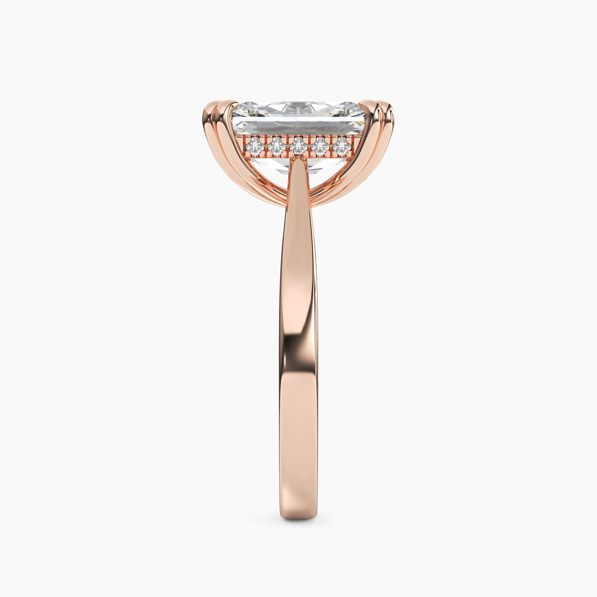Meadow Radiant Hidden Halo 1.5 Carat Lab Grown Diamond Engagement Ring in 18K Rose Gold
