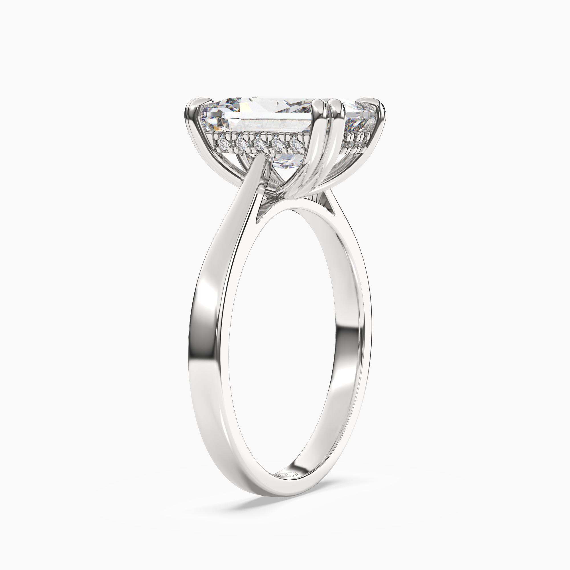 Meadow Radiant Hidden Halo Diamond Ring Setting in 14K White Gold