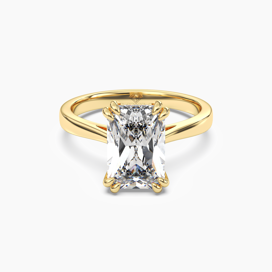 Meadow Radiant Hidden Halo Diamond Ring Setting in 18K Yellow Gold
