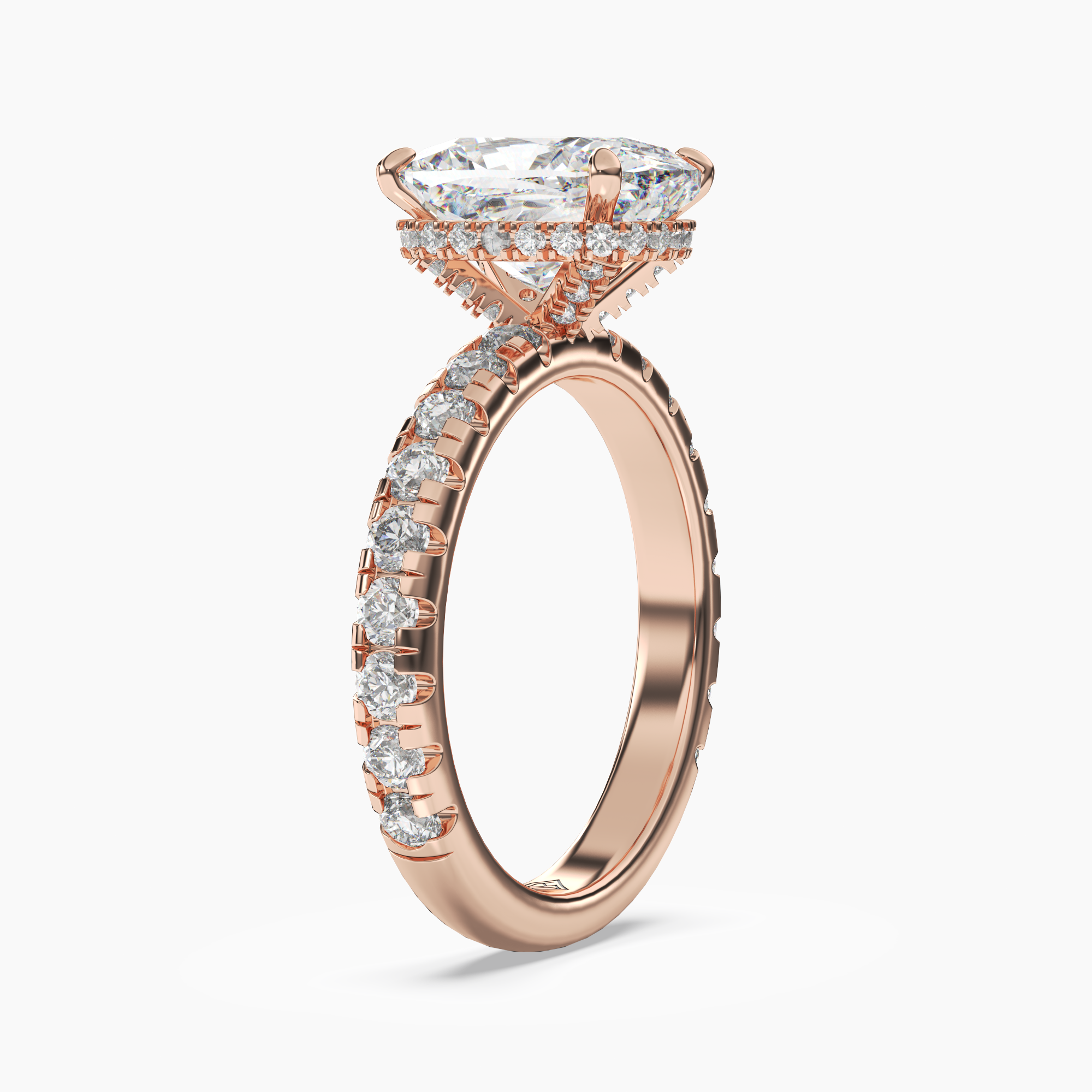 Oasis Cushion Hidden Halo 1 Carat Lab Grown Diamond Engagement Ring in 18K White Gold