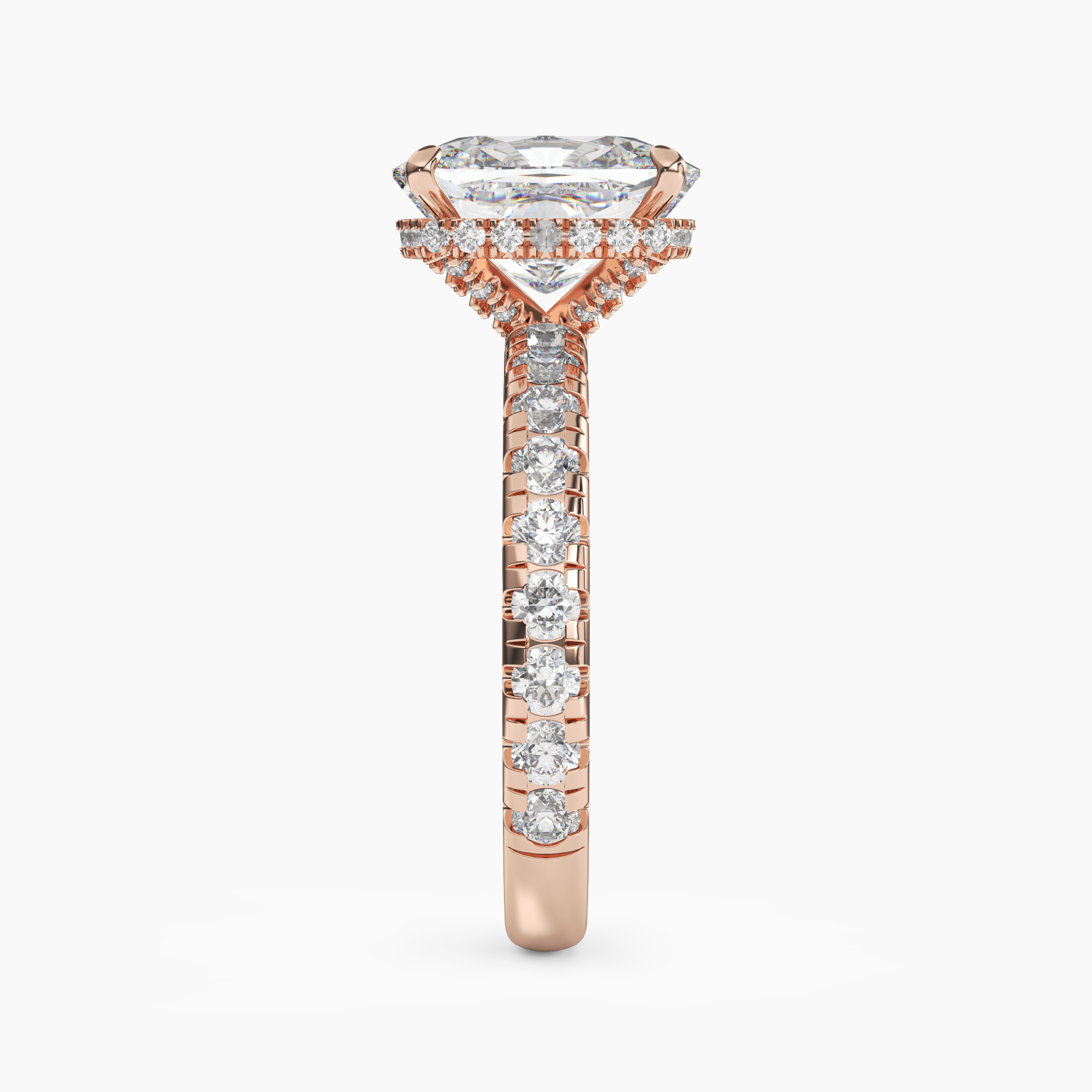 Oasis Cushion Hidden Halo 2.5 Carat Lab Grown Diamond Engagement Ring in 18K White Gold