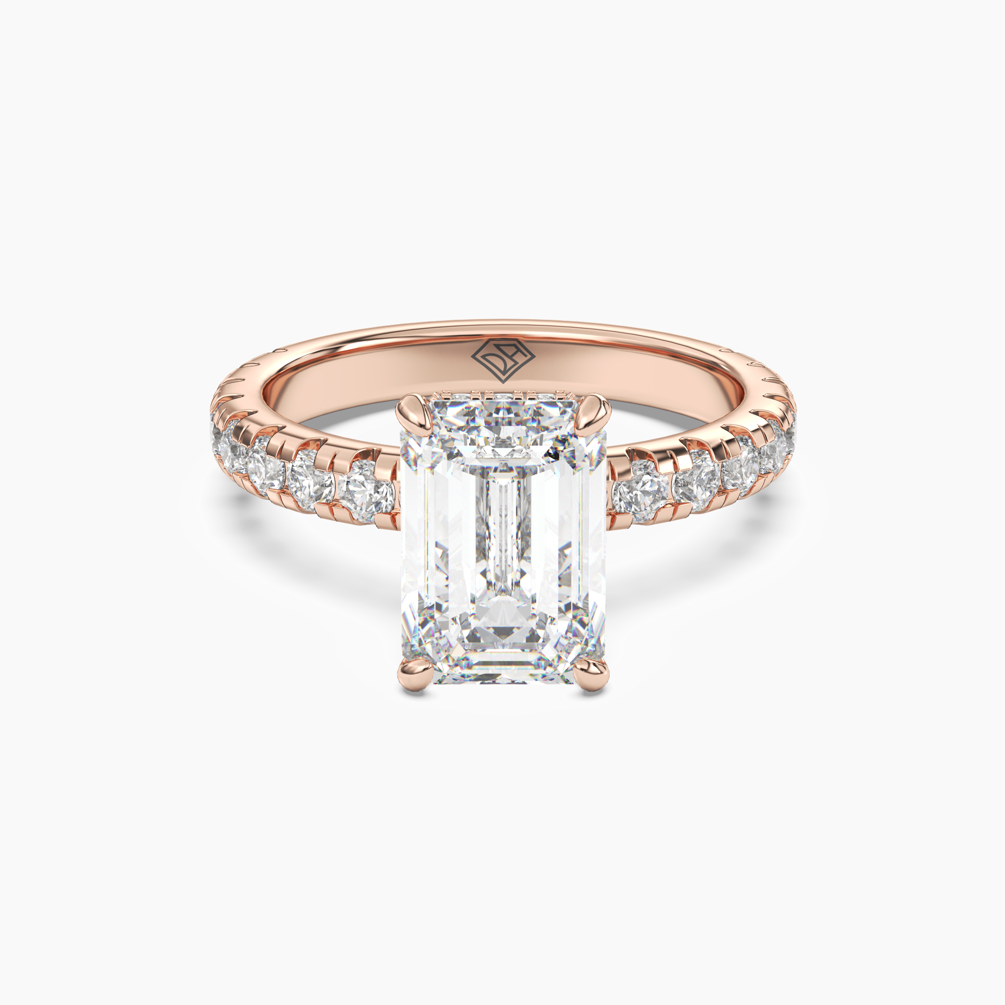 Oasis Emerald Hidden Halo 1.5 Carat Lab Grown Diamond Engagement Ring in 18K Yellow Gold