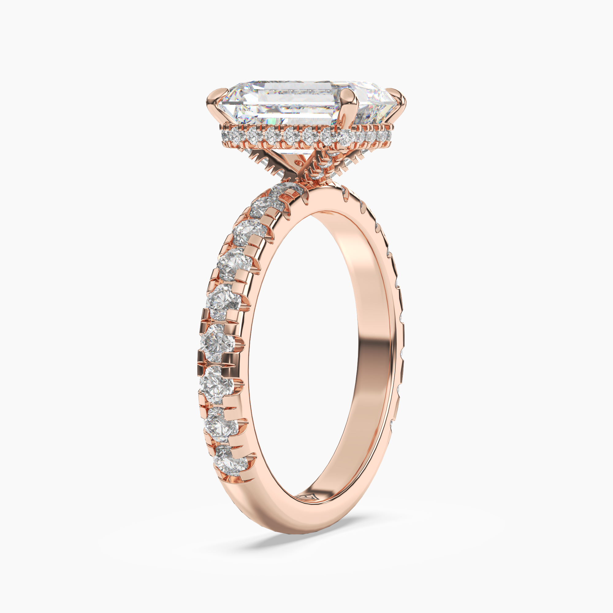 Oasis Emerald Hidden Halo 1 Carat Lab Grown Diamond Engagement Ring in 14K Yellow Gold
