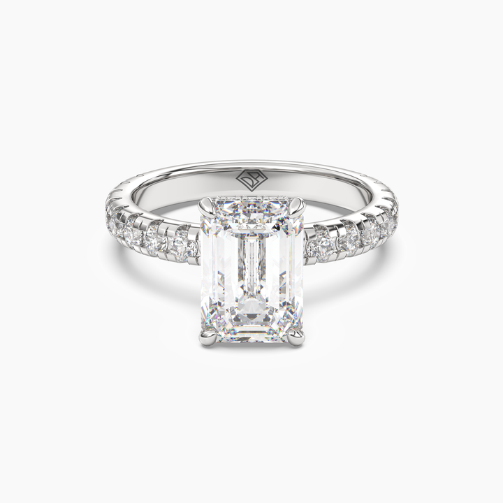 Oasis Emerald Hidden Halo 1.5 Carat Lab Grown Diamond Engagement Ring in 14K White Gold