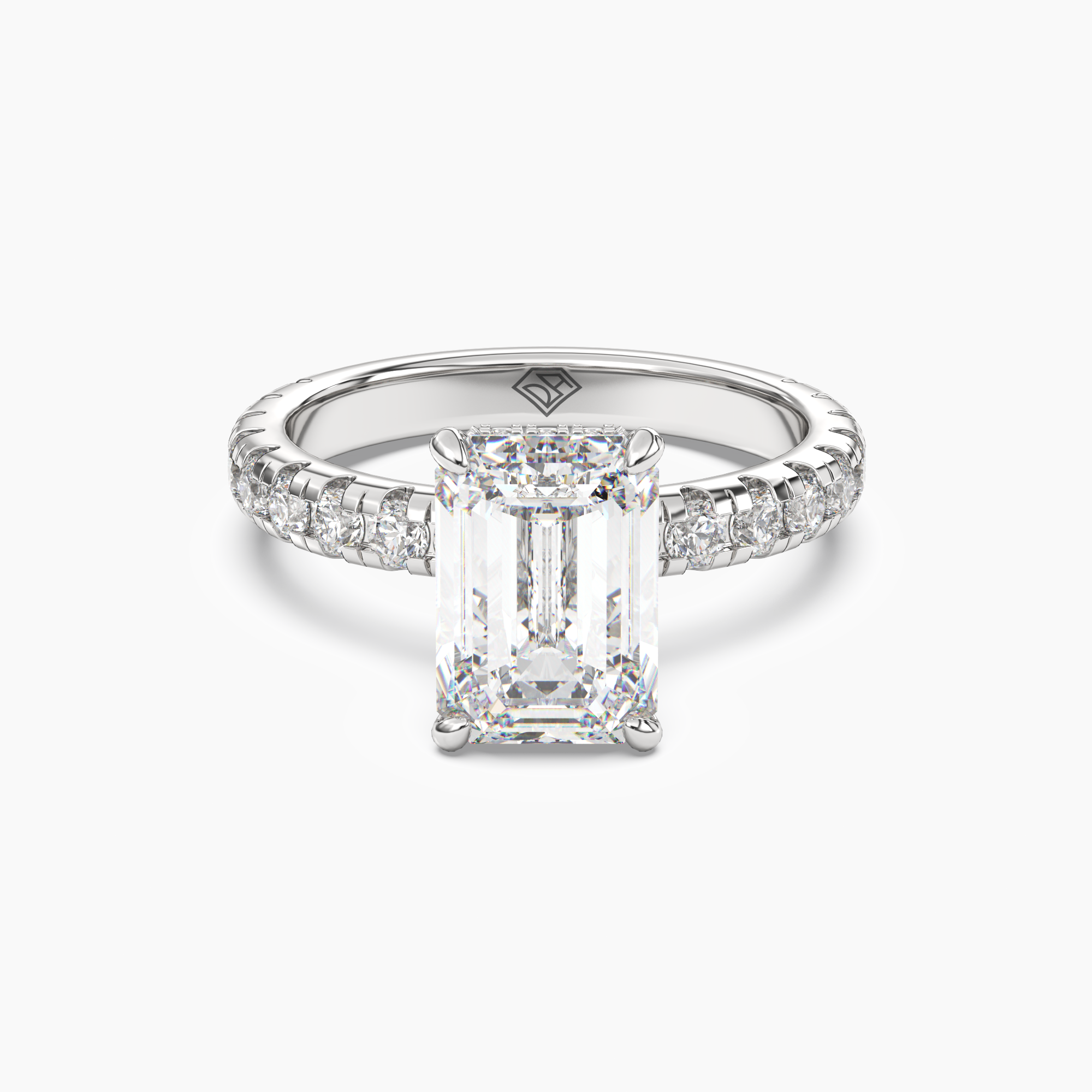 Oasis Emerald Hidden Halo 2 Carat Lab Grown Diamond Engagement Ring in 14K Yellow Gold