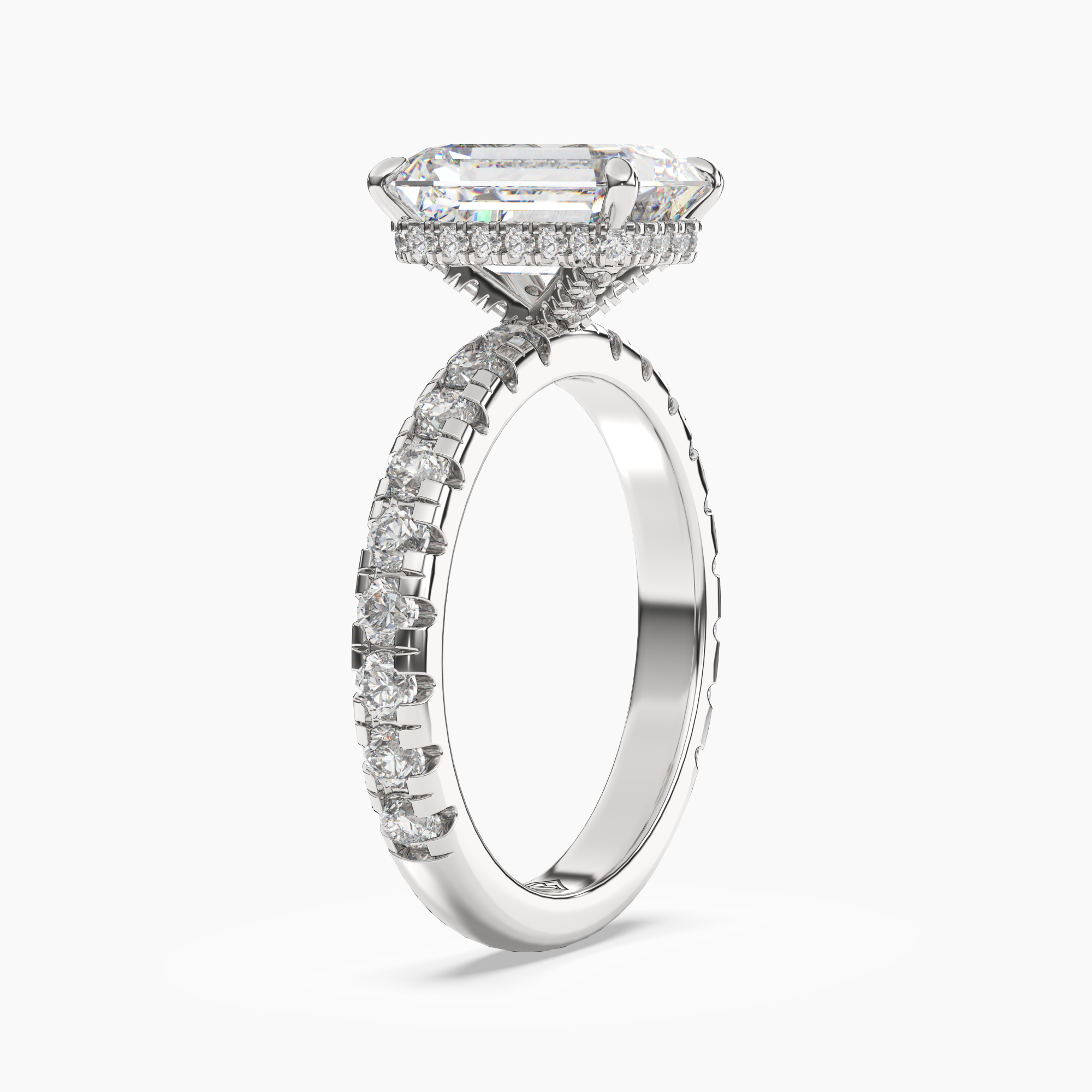 Oasis Emerald Hidden Halo 2 Carat Lab Grown Diamond Engagement Ring in 14K Rose Gold