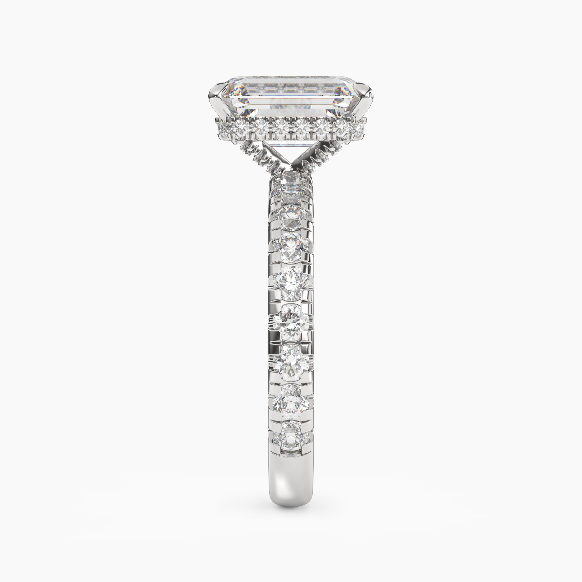 Oasis Emerald Hidden Halo 2.5 Carat Lab Grown Diamond Engagement Ring in 18K White Gold