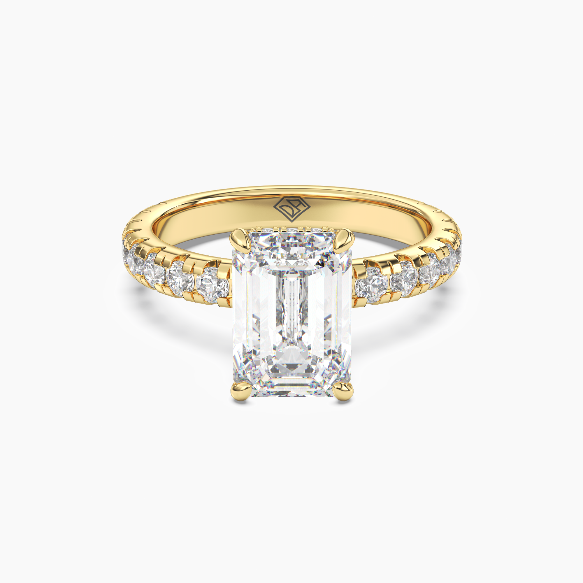 Oasis Emerald Hidden Halo 3 Carat Lab Grown Diamond Engagement Ring in 18K White Gold