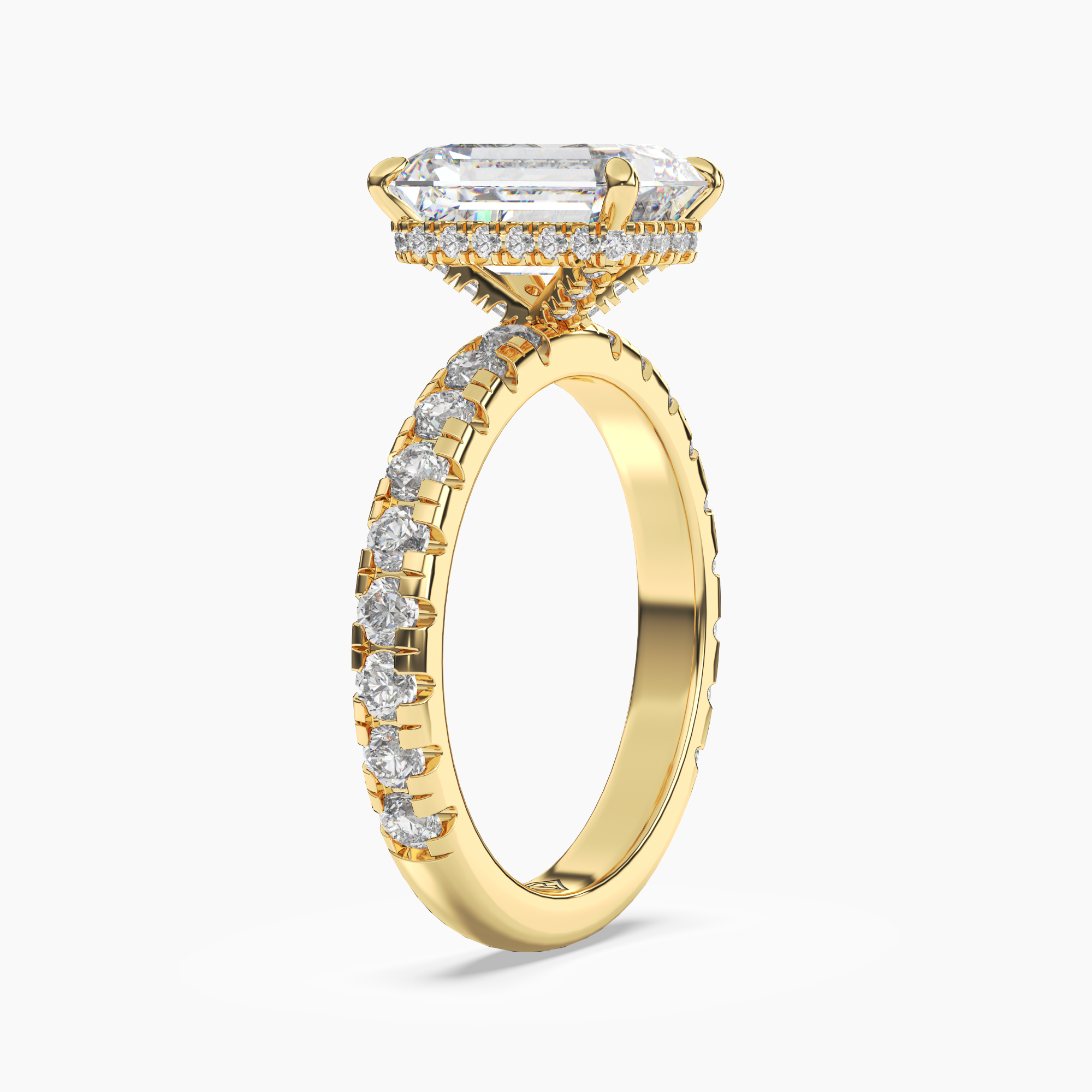 Oasis Emerald Hidden Halo 2 Carat Lab Grown Diamond Engagement Ring in 18K Rose Gold