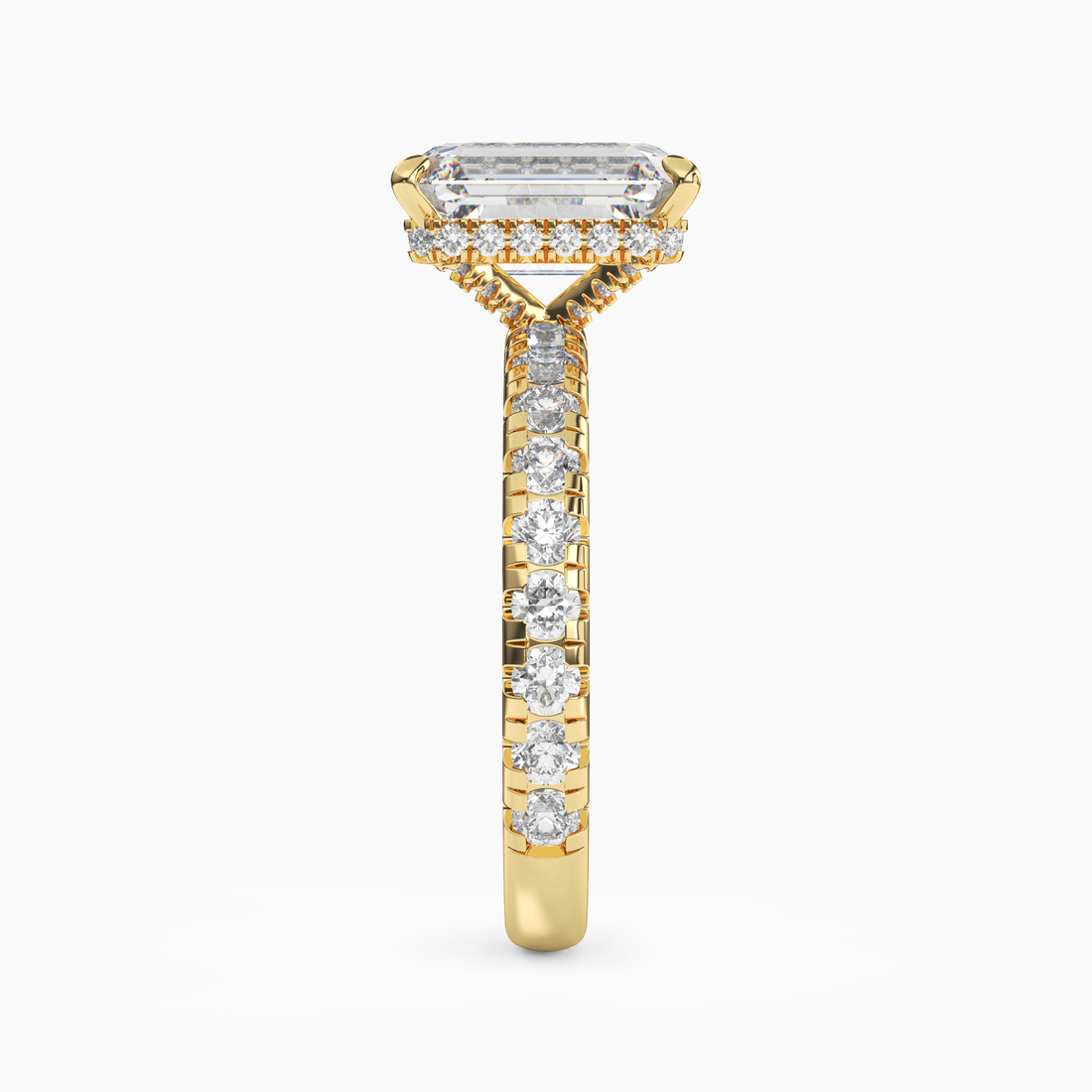 Oasis Emerald Hidden Halo 3 Carat Lab Grown Diamond Engagement Ring in 18K Rose Gold