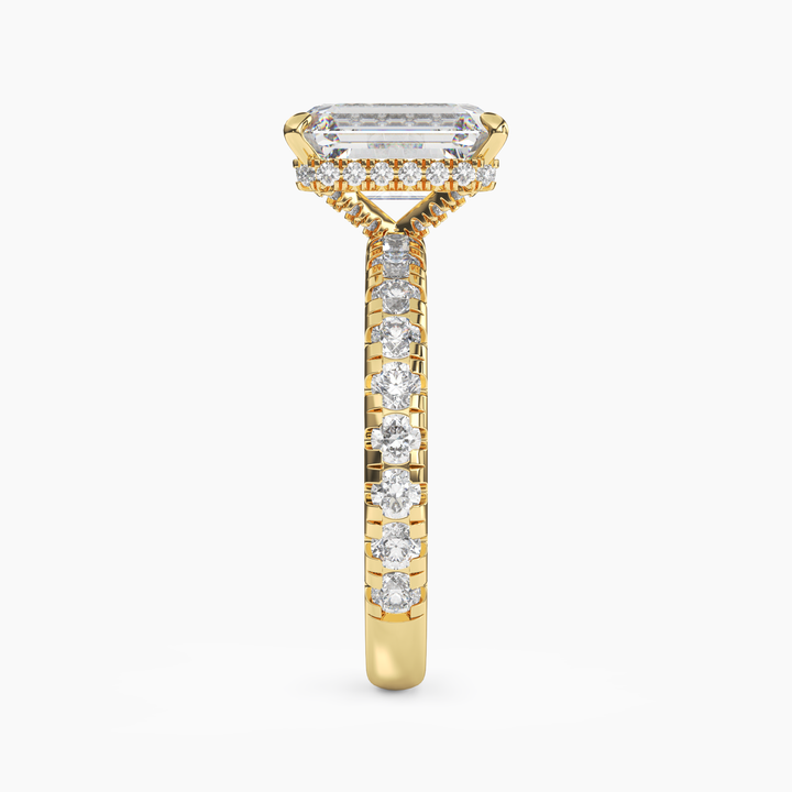Oasis Emerald Hidden Halo 3 Carat Lab Grown Diamond Engagement Ring in 18K Rose Gold