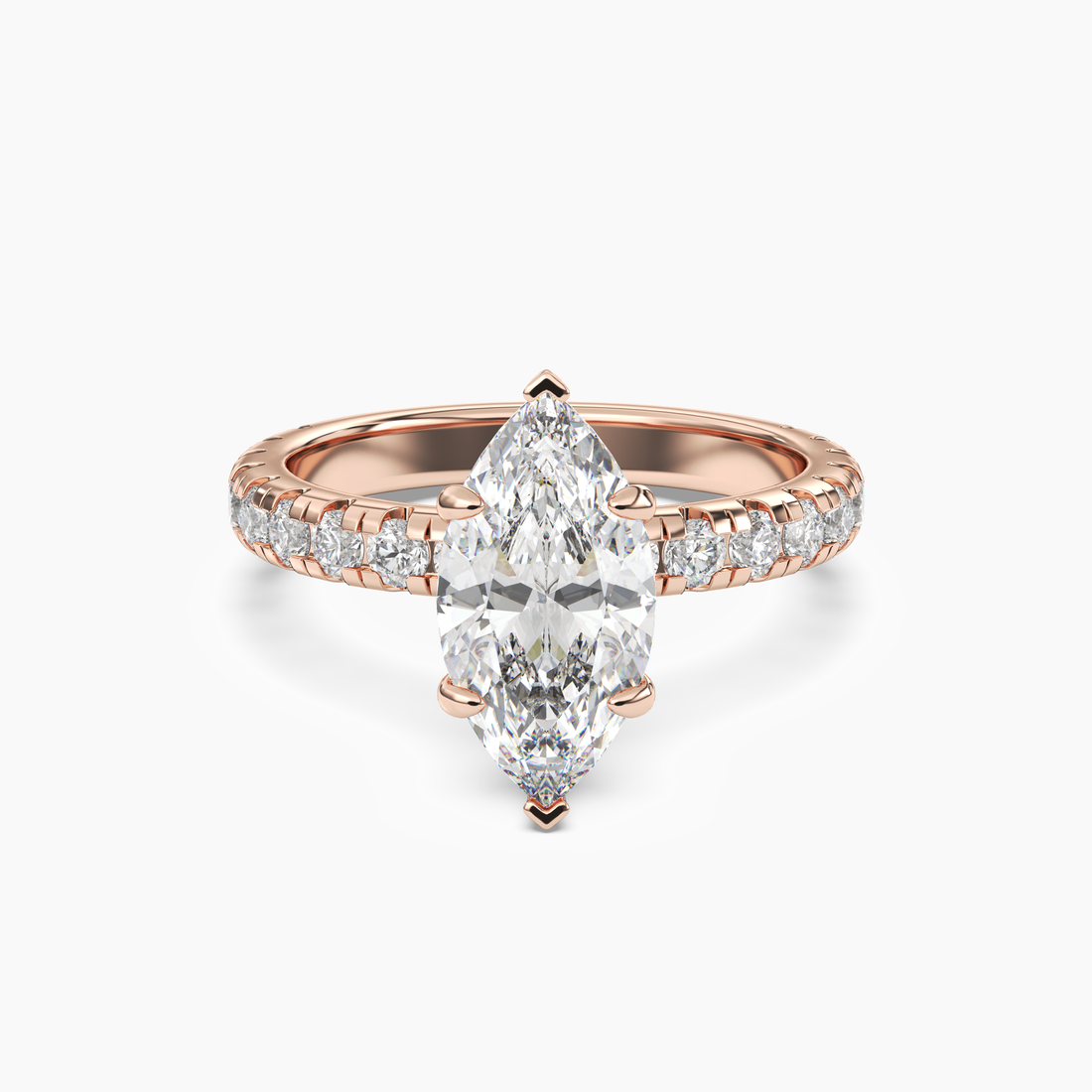 Oasis Marquise Hidden Halo 2 Carat Lab Grown Diamond Engagement Ring in 14K Yellow Gold