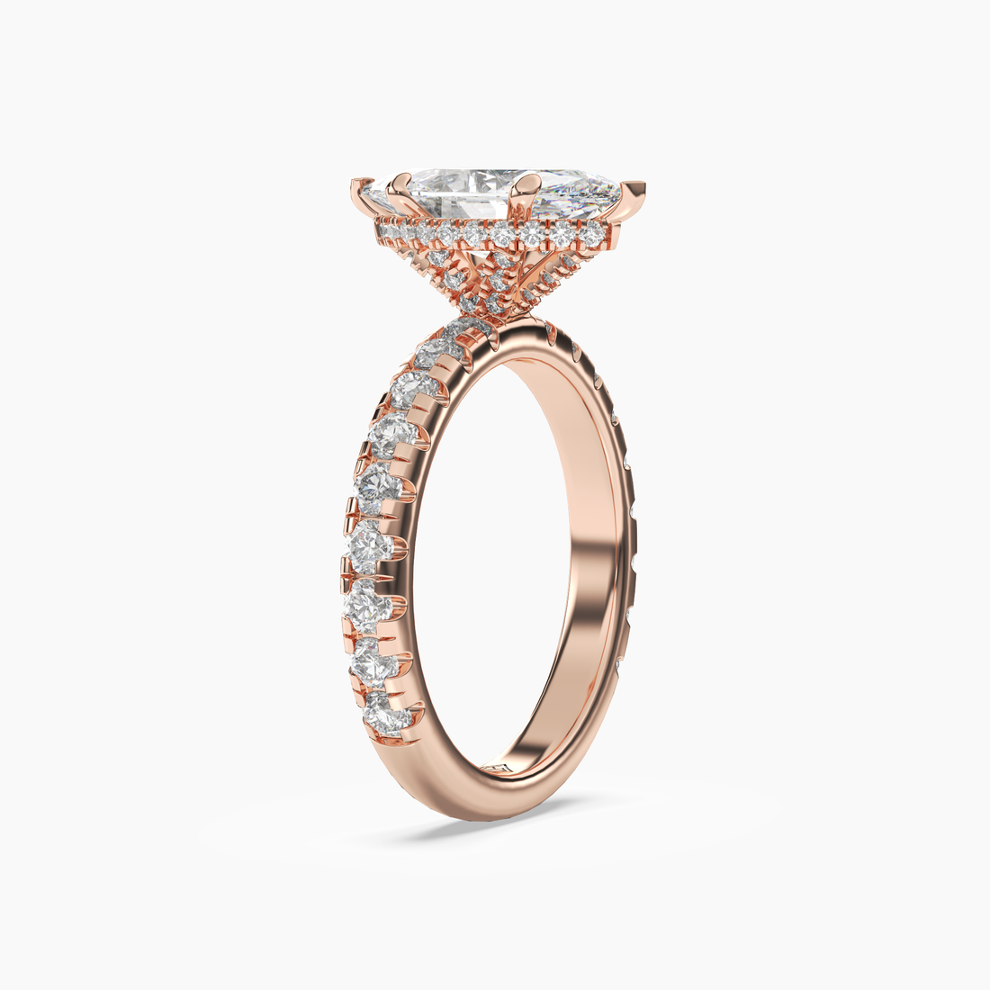 Oasis Marquise Hidden Halo 1 Carat Lab Grown Diamond Engagement Ring in 14K Rose Gold