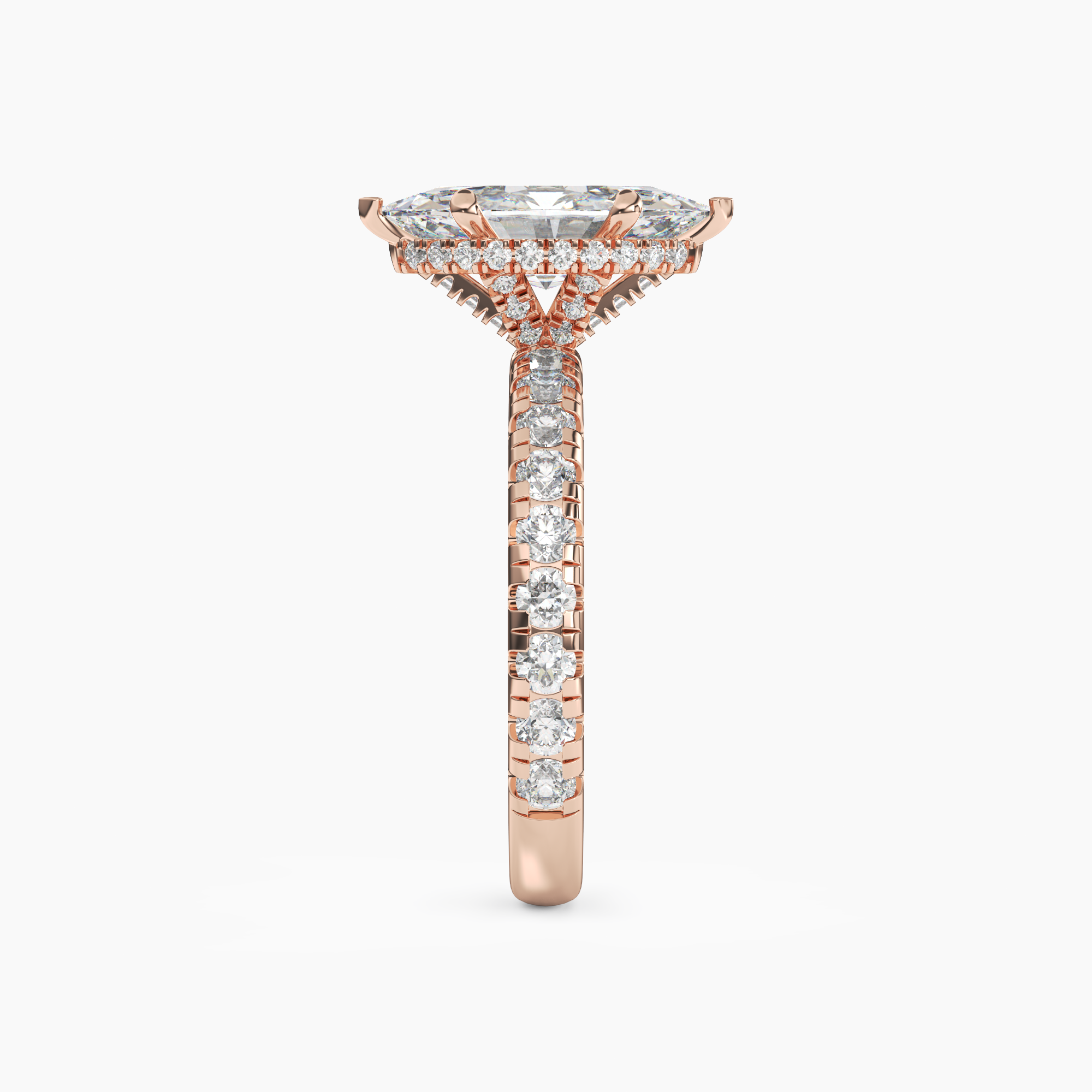Oasis Marquise Hidden Halo 1 Carat Lab Grown Diamond Engagement Ring in 18K Yellow Gold