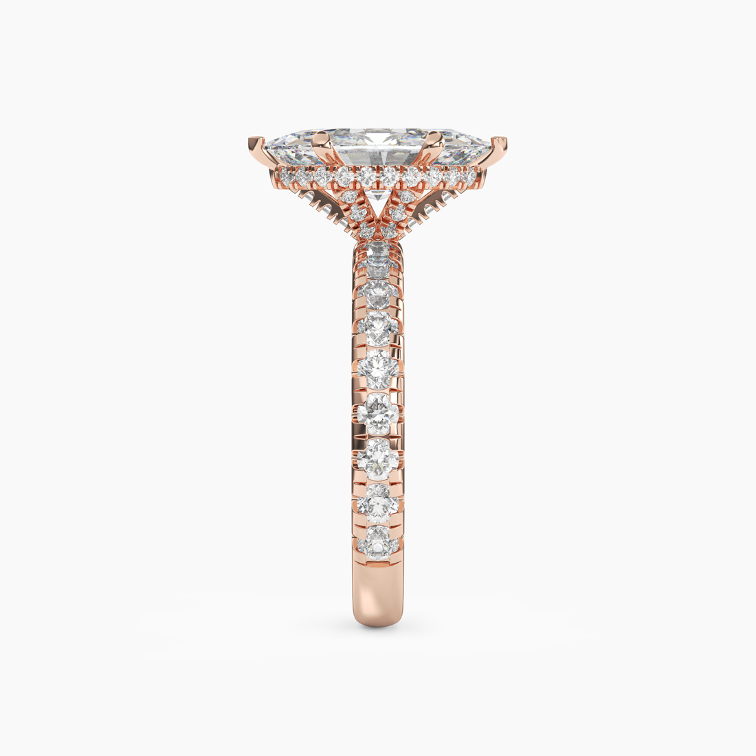 Oasis Marquise Hidden Halo Diamond Ring Setting in 18K Rose Gold