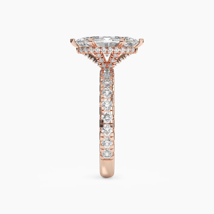 Oasis Marquise Hidden Halo 3 Carat Lab Grown Diamond Engagement Ring in 14K White Gold