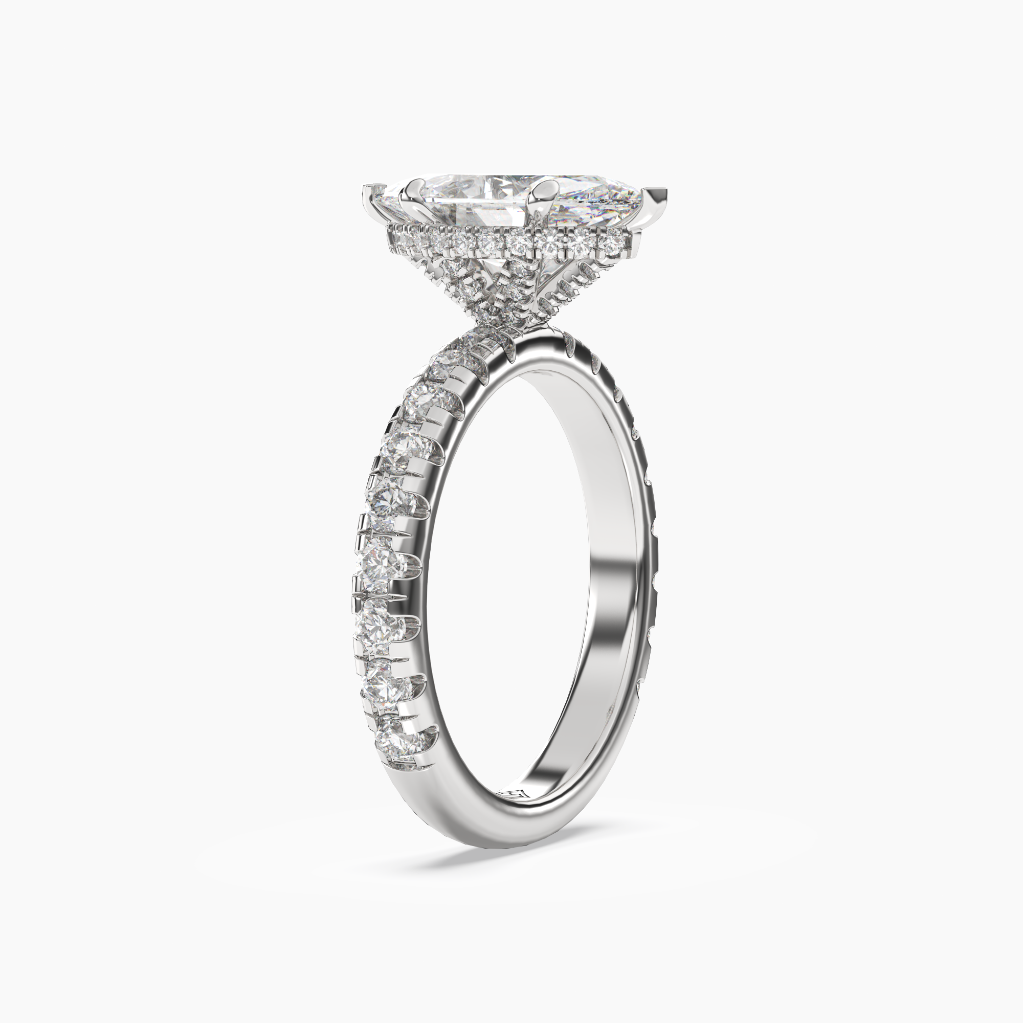 Oasis Marquise Hidden Halo 2 Carat Lab Grown Diamond Engagement Ring in 18K Rose Gold