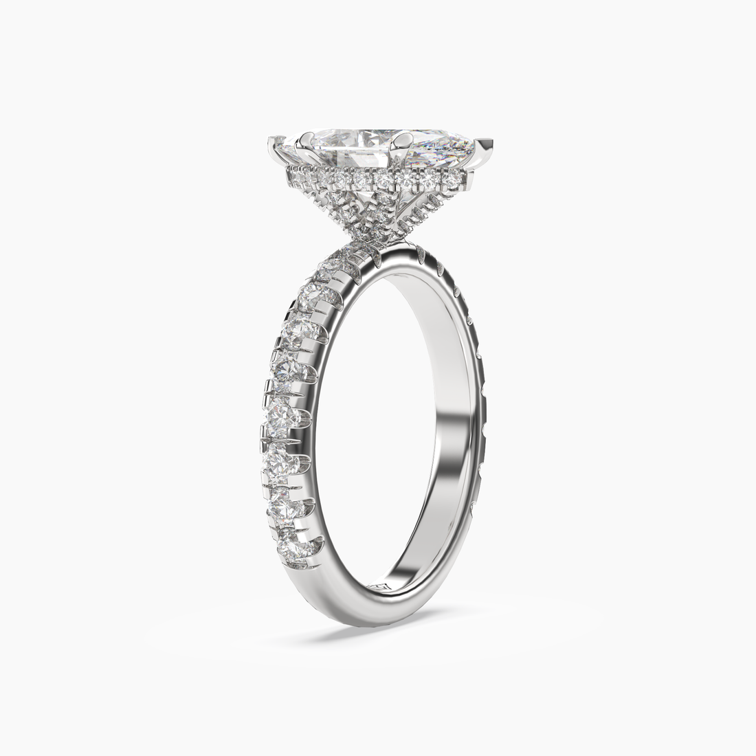 Oasis Marquise Hidden Halo 2 Carat Lab Grown Diamond Engagement Ring in 14K Yellow Gold