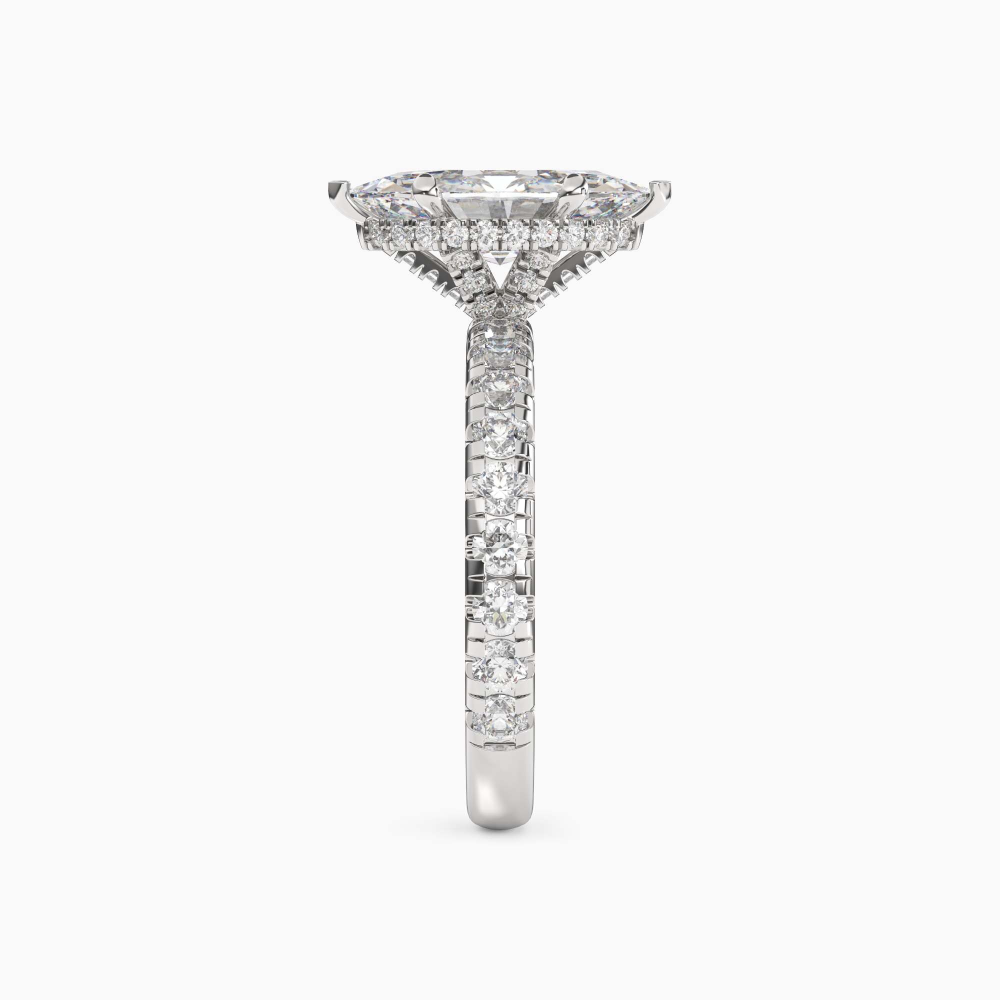 Oasis Marquise Hidden Halo Diamond Ring Setting in 18K Rose Gold