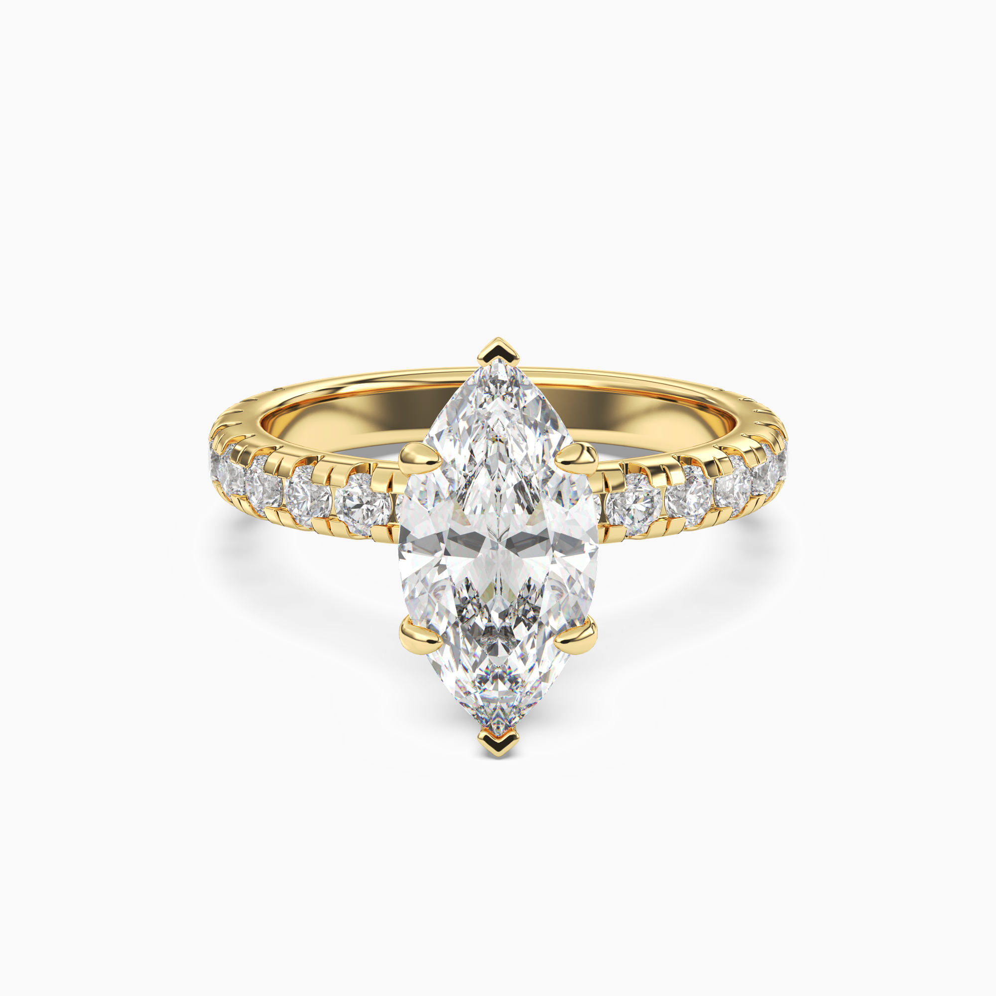 Oasis Marquise Hidden Halo 2 Carat Lab Grown Diamond Engagement Ring in 18K Yellow Gold