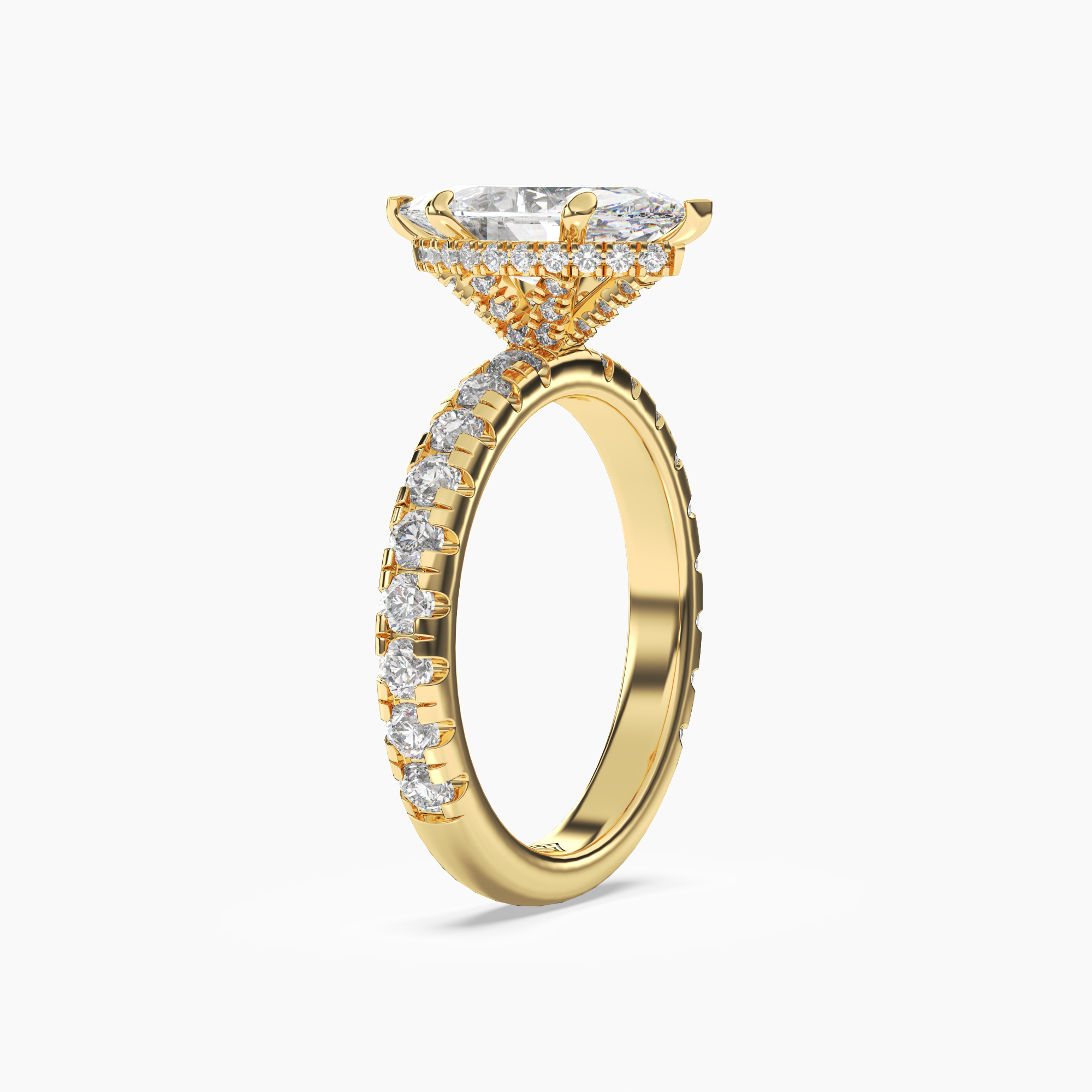 Oasis Marquise Hidden Halo 2 Carat Lab Grown Diamond Engagement Ring in 18K Rose Gold