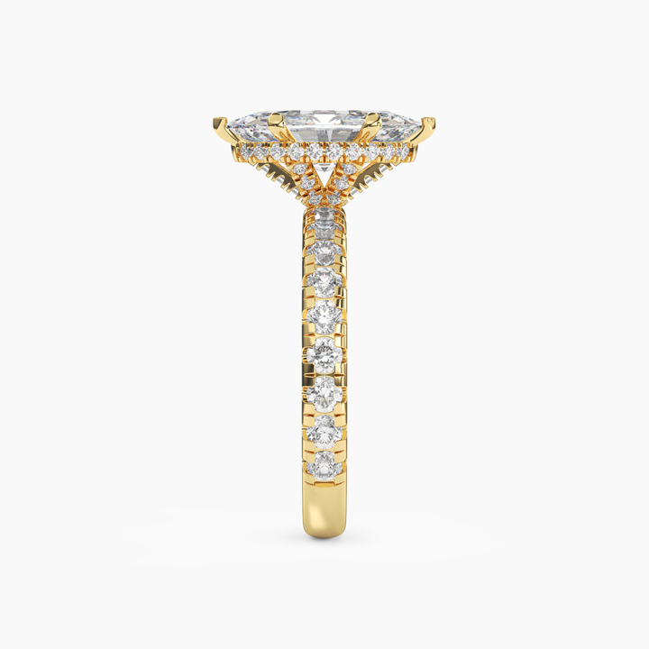Oasis Marquise Hidden Halo 1.5 Carat Lab Grown Diamond Engagement Ring in 14K Rose Gold