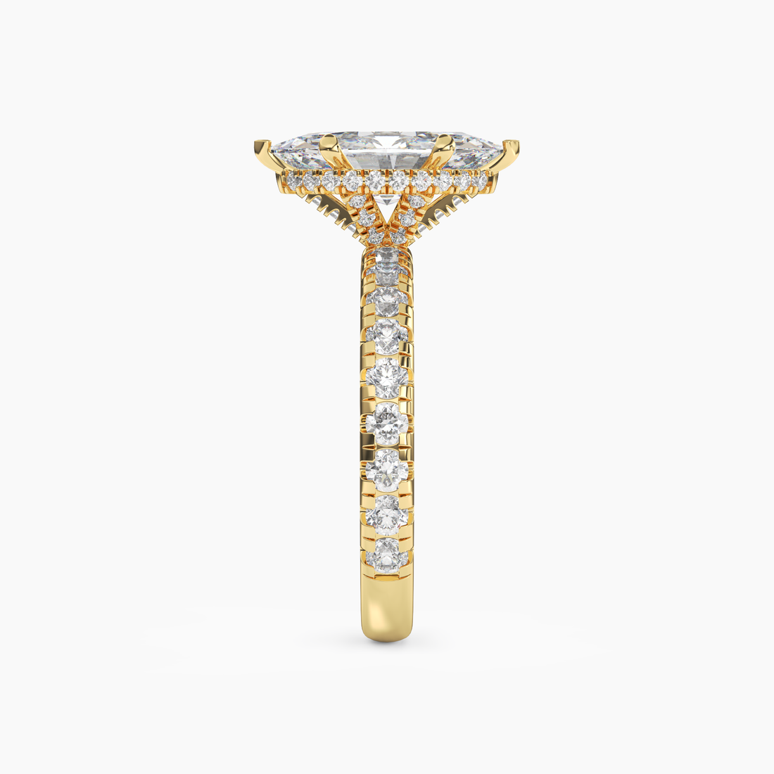 Oasis Marquise Hidden Halo 2.5 Carat Lab Grown Diamond Engagement Ring in 18K Rose Gold