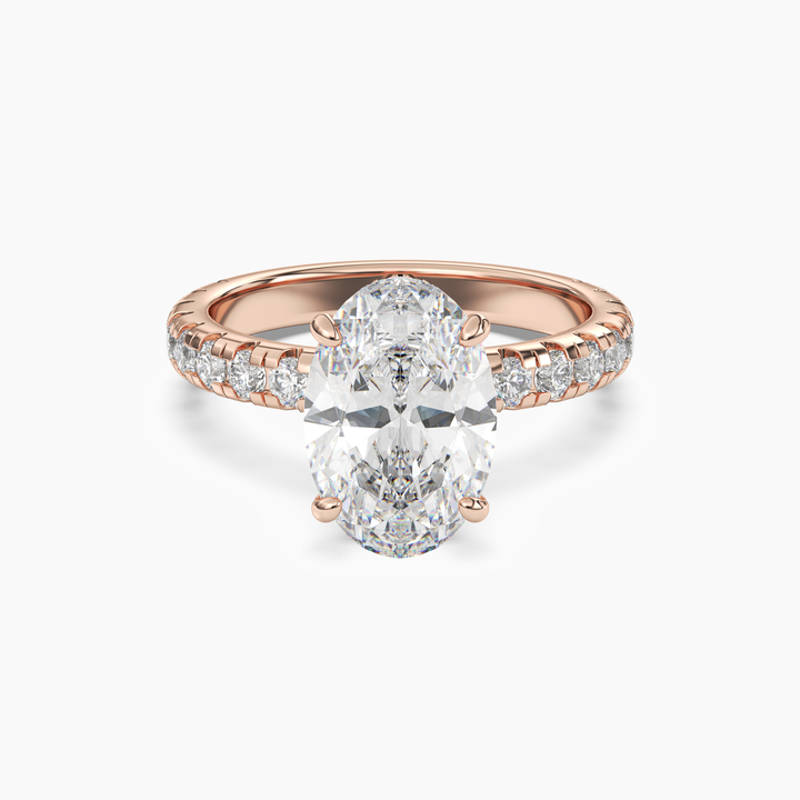 Oasis Oval Hidden Halo 2 Carat Lab Grown Diamond Engagement Ring in 14K Rose Gold