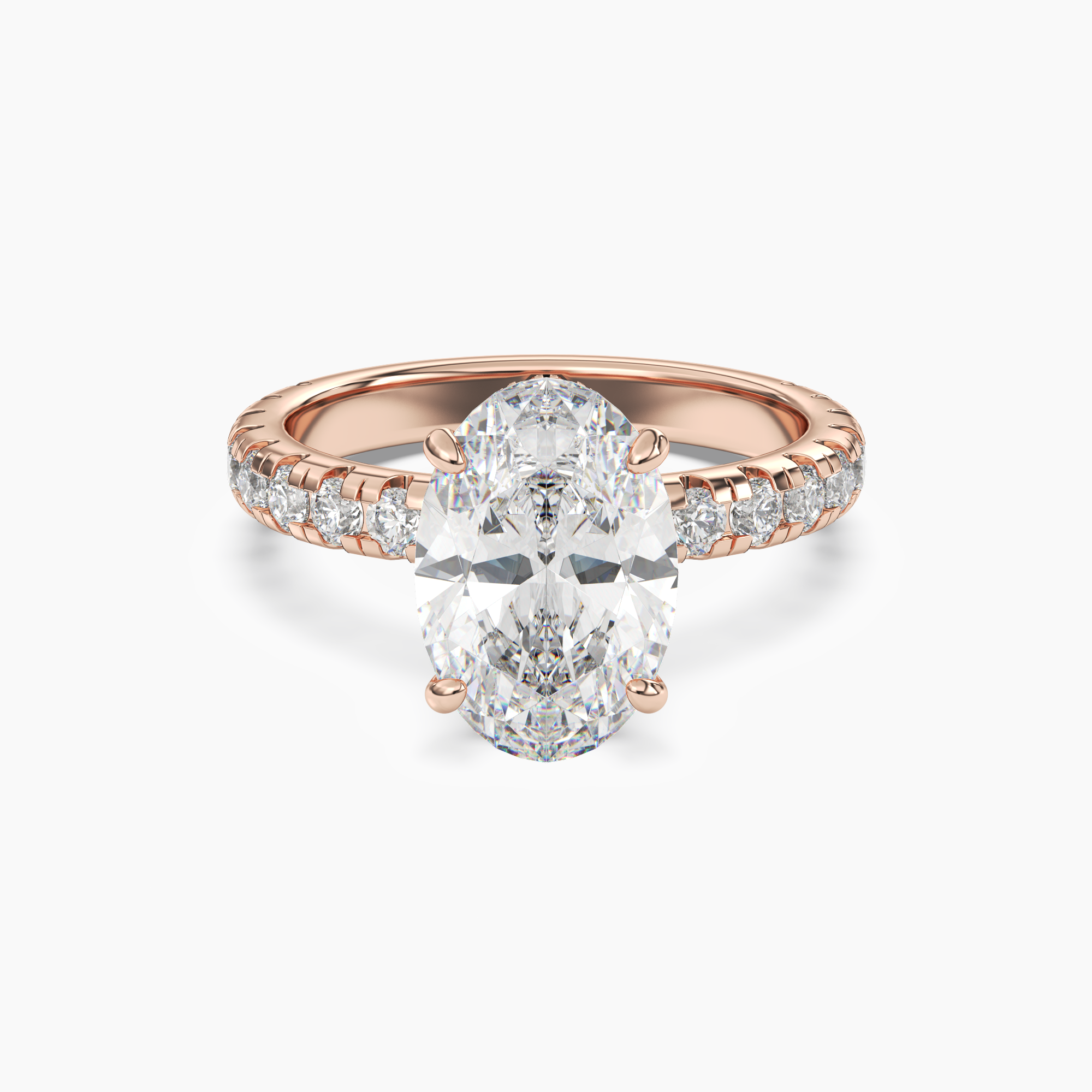 Oasis Oval Hidden Halo 3 Carat Lab Grown Diamond Engagement Ring in 18K Yellow Gold