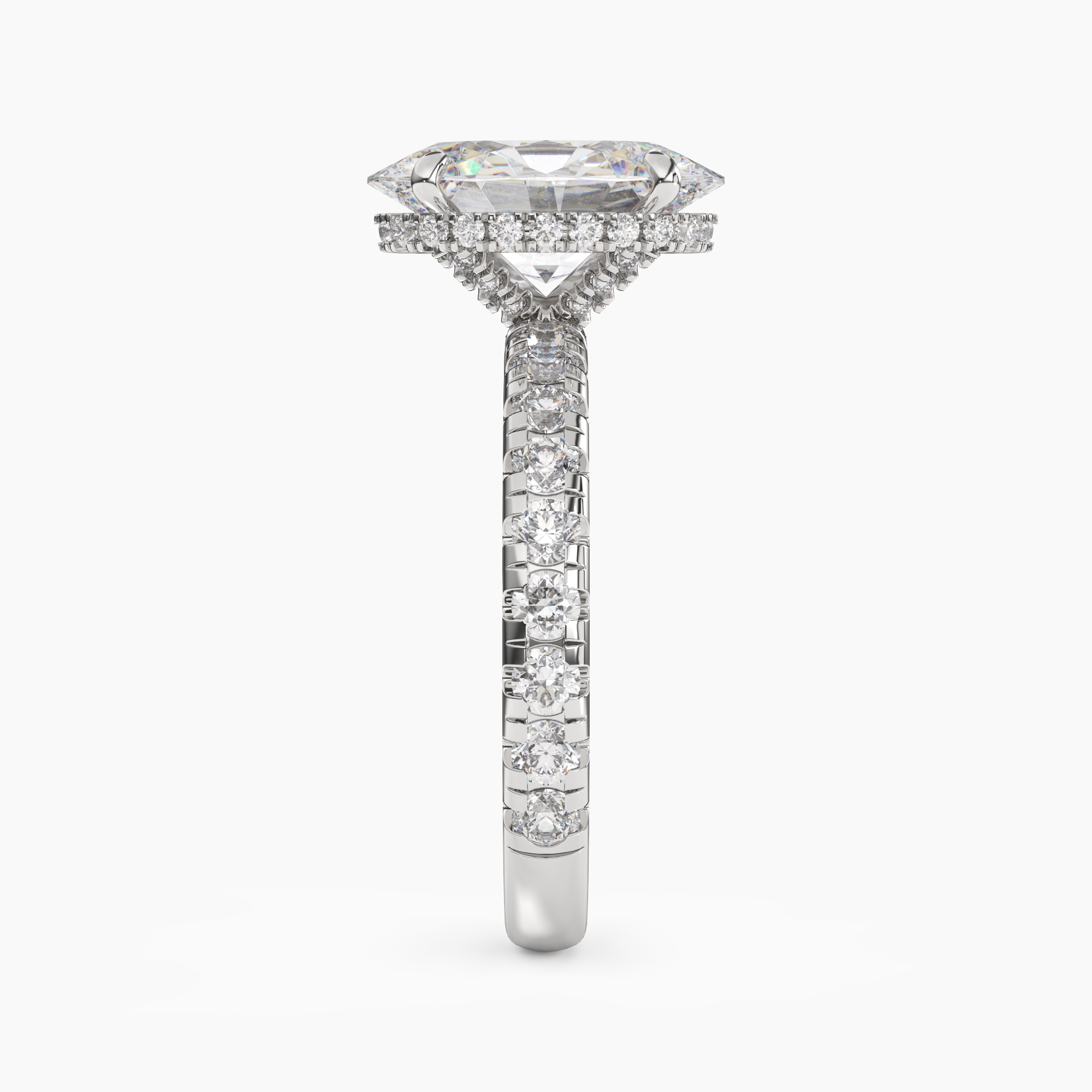 Oasis Oval Hidden Halo Diamond Ring Setting in 14K Rose Gold