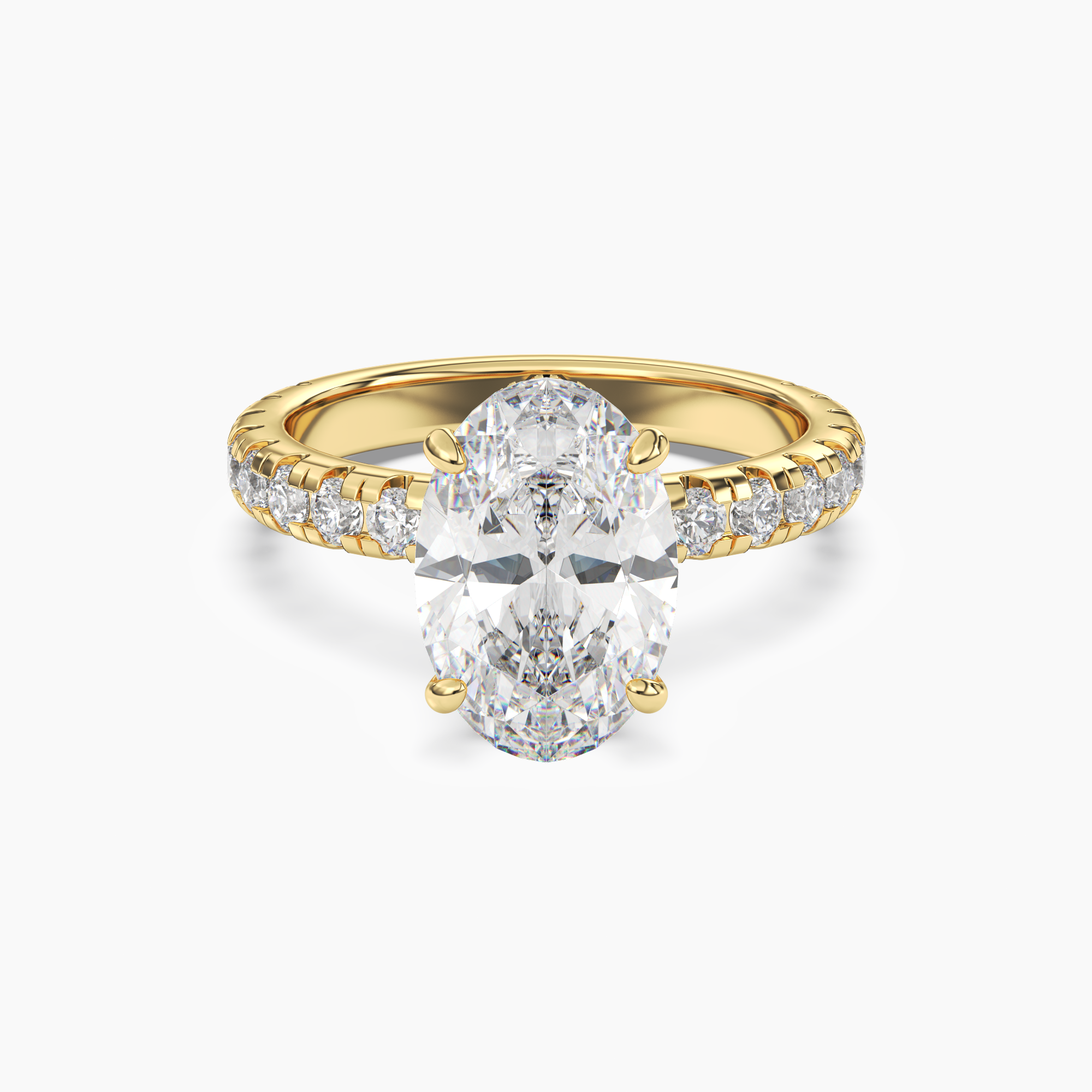 Oasis Oval Hidden Halo 3 Carat Lab Grown Diamond Engagement Ring in 14K White Gold