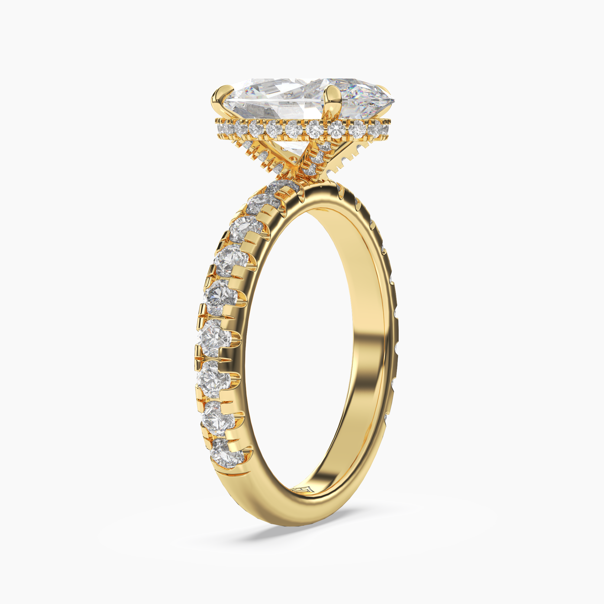 Oasis Oval Hidden Halo Diamond Ring Setting in 18K White Gold