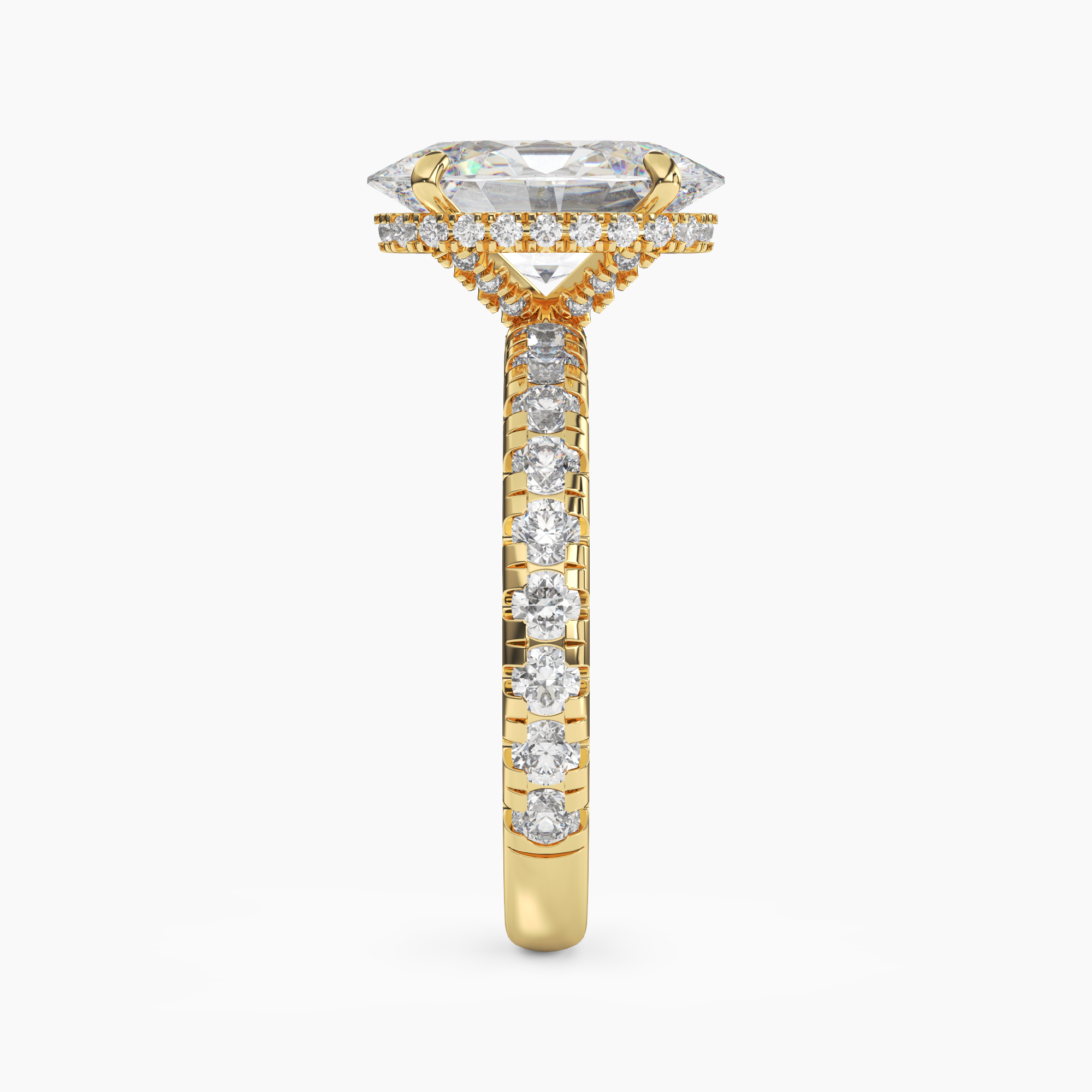Oasis Oval Hidden Halo Diamond Ring Setting in 18K White Gold