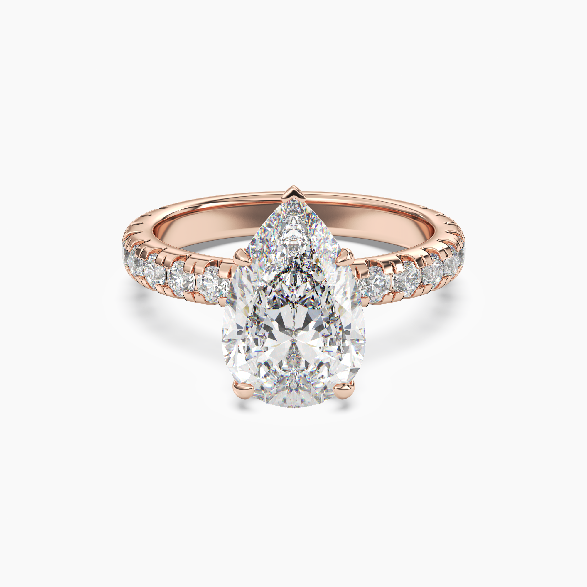 Oasis Pear Hidden Halo 3 Carat Lab Grown Diamond Engagement Ring in 18K White Gold