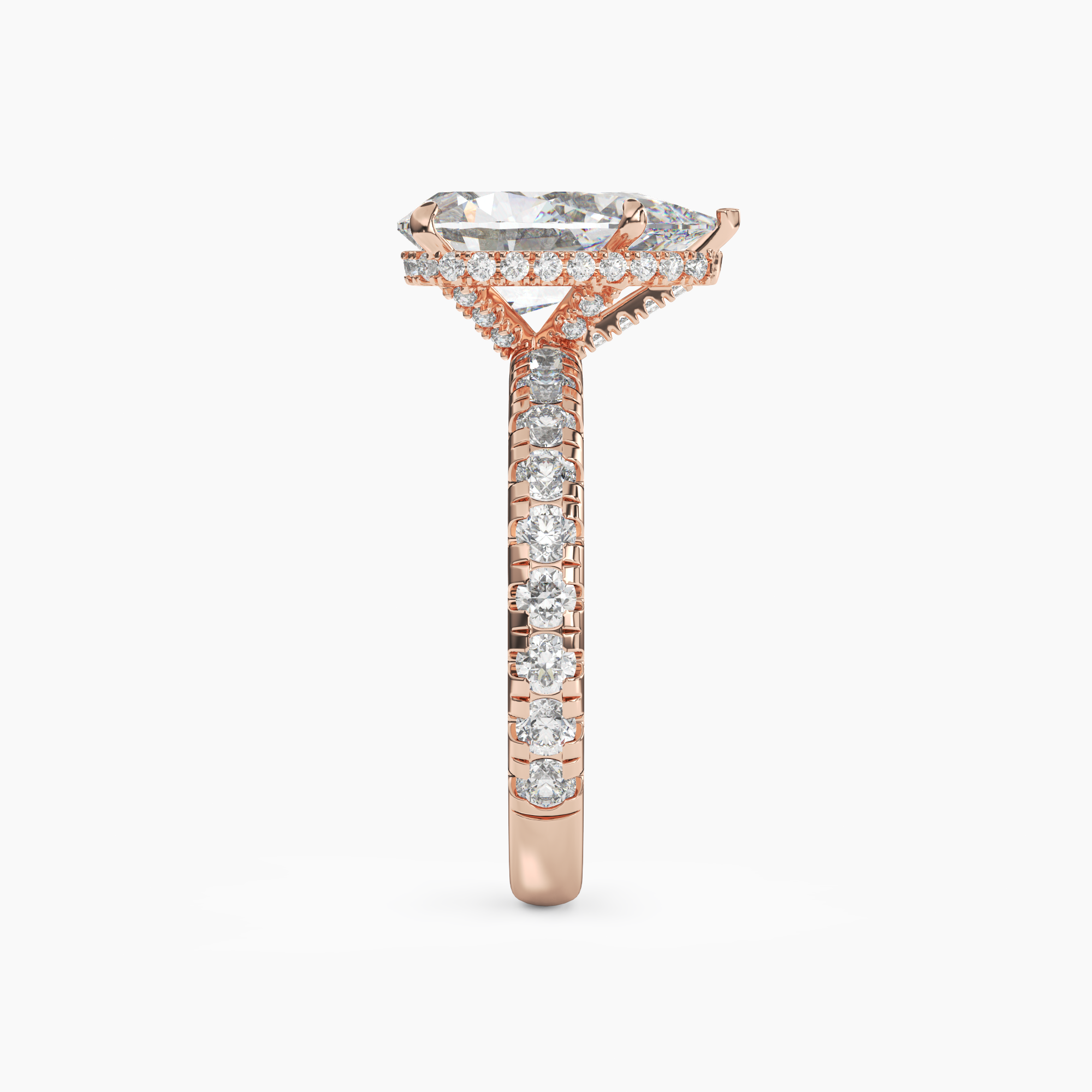 Oasis Pear Hidden Halo 3 Carat Lab Grown Diamond Engagement Ring in 14K Yellow Gold
