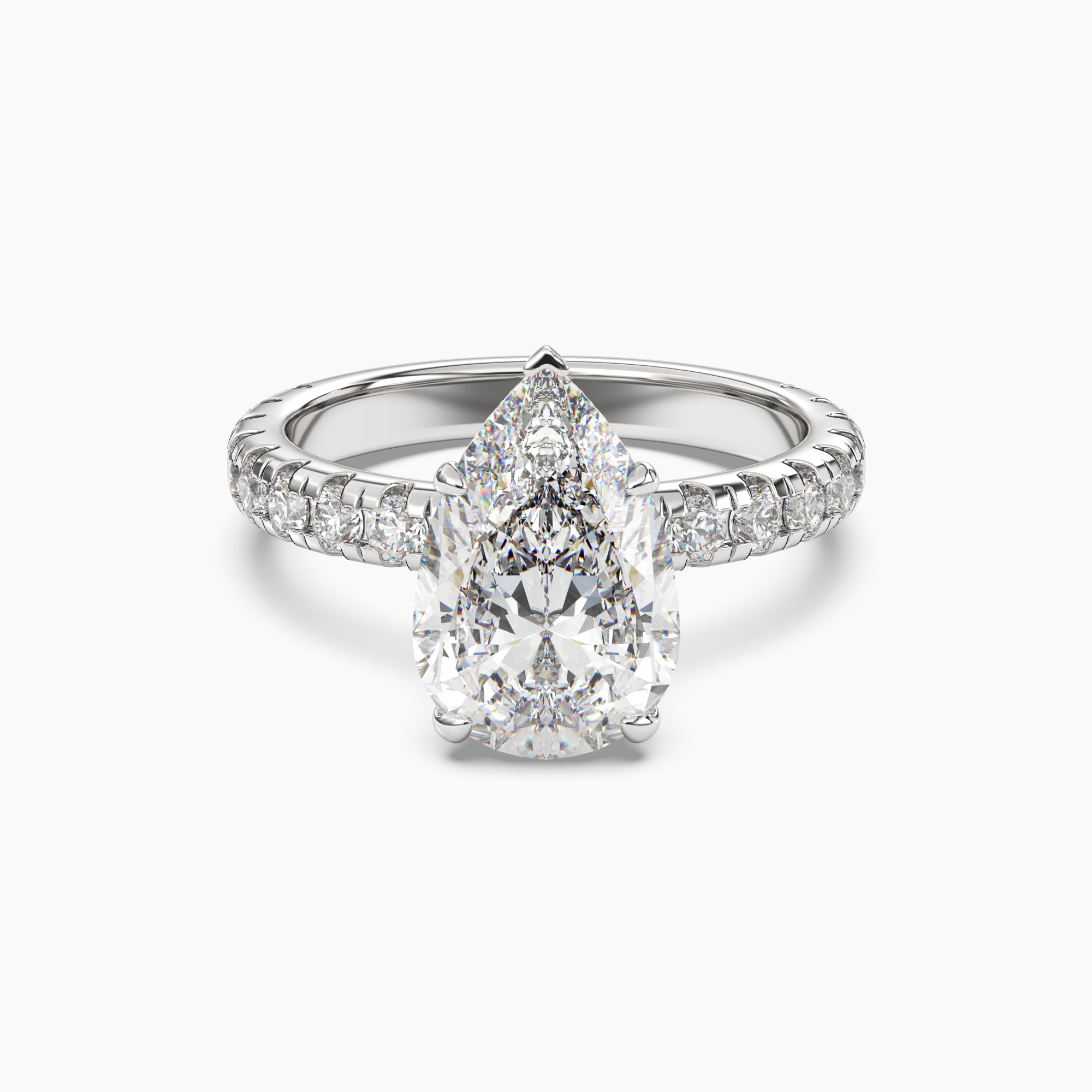 Oasis Pear Hidden Halo 3 Carat Lab Grown Diamond Engagement Ring in 14K White Gold