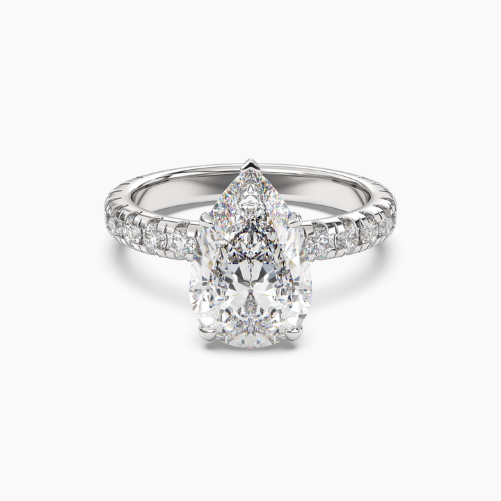 Oasis Pear Hidden Halo 1.5 Carat Lab Grown Diamond Engagement Ring in 18K White Gold