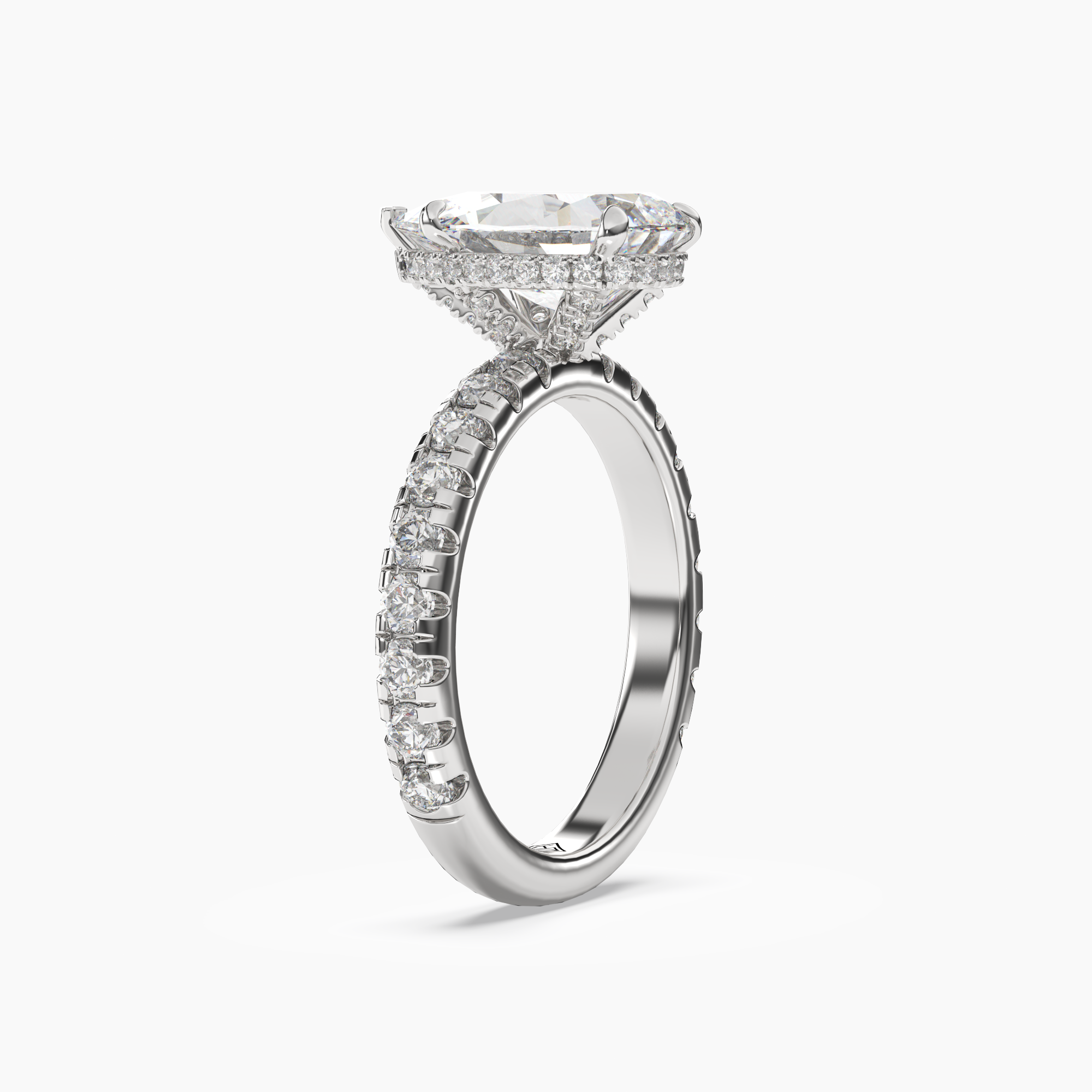 Oasis Pear Hidden Halo Diamond Ring Setting in 14K Yellow Gold