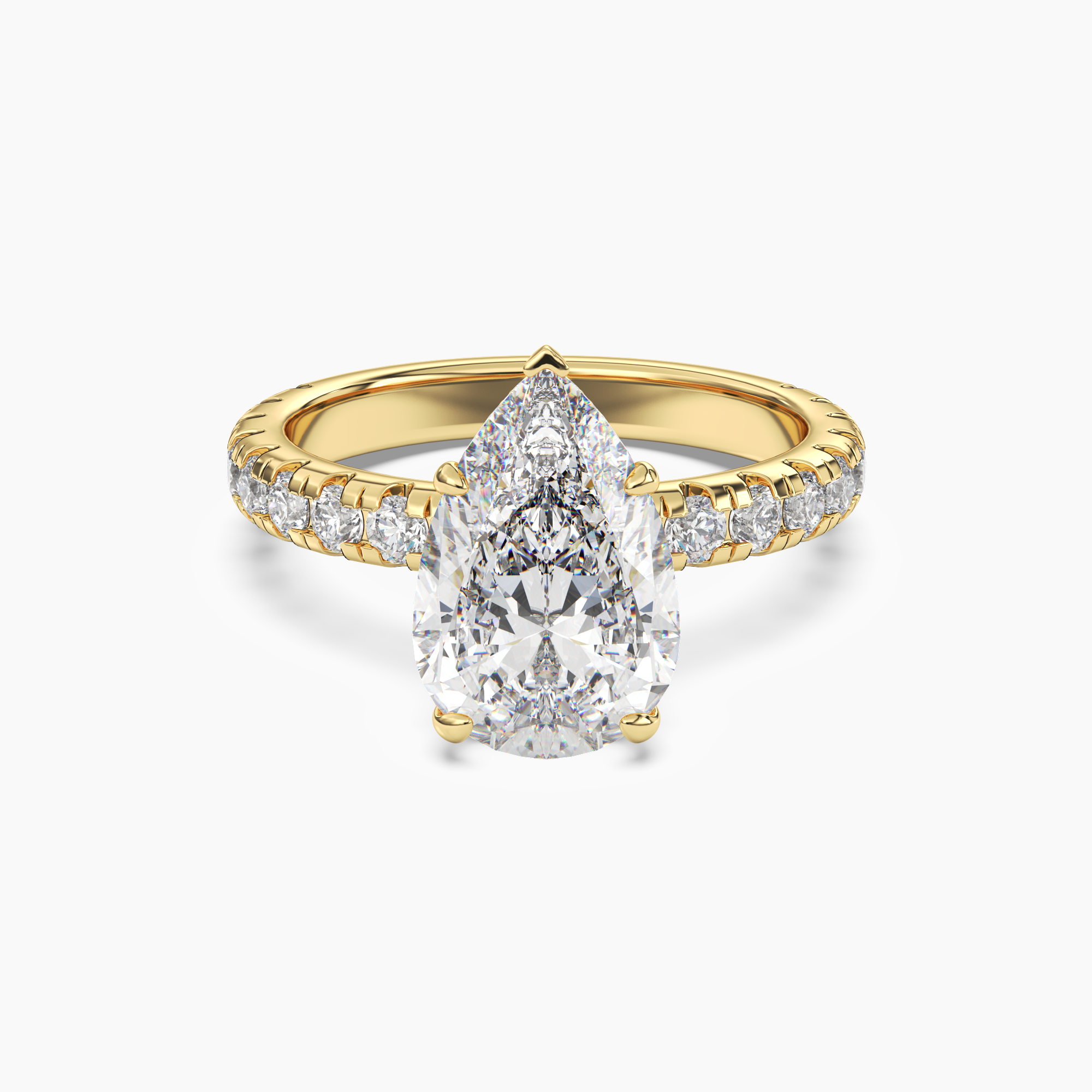Oasis Pear Hidden Halo Diamond Ring Setting in 14K Rose Gold