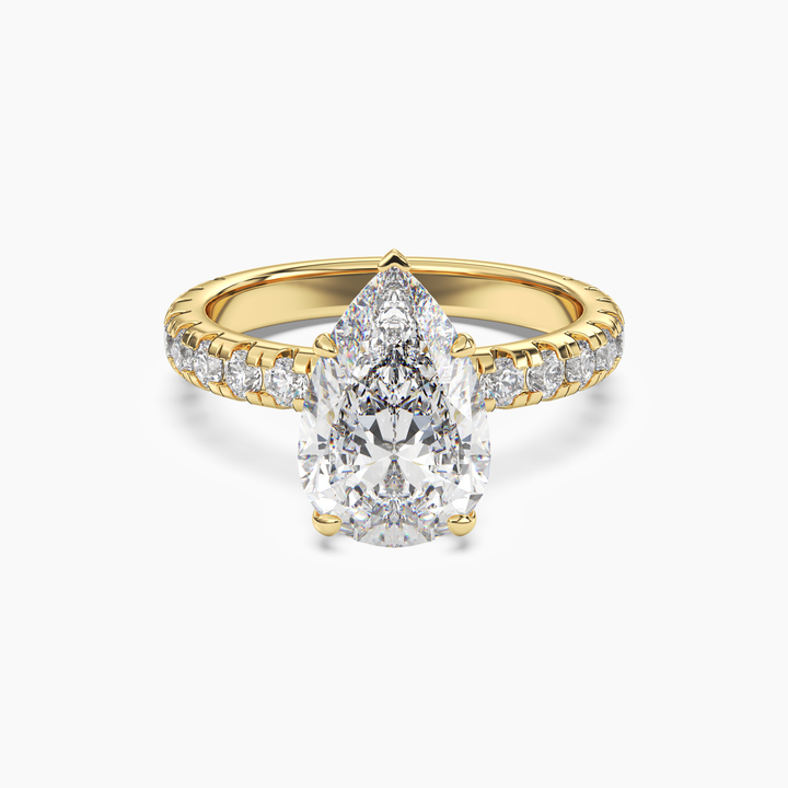 Oasis Pear Hidden Halo 1 Carat Lab Grown Diamond Engagement Ring in 18K Yellow Gold