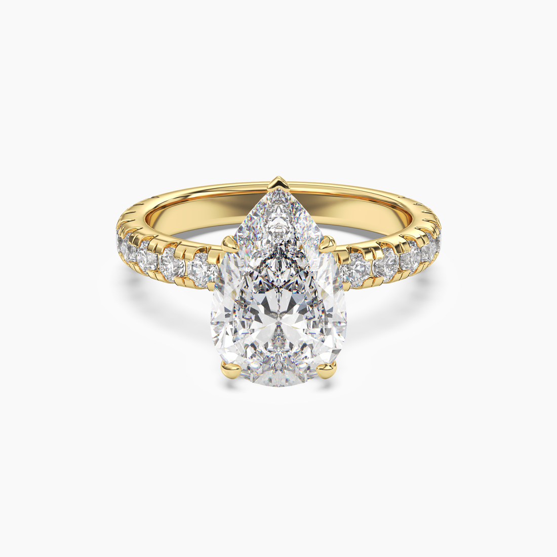 Oasis Pear Hidden Halo 3 Carat Lab Grown Diamond Engagement Ring in 14K White Gold