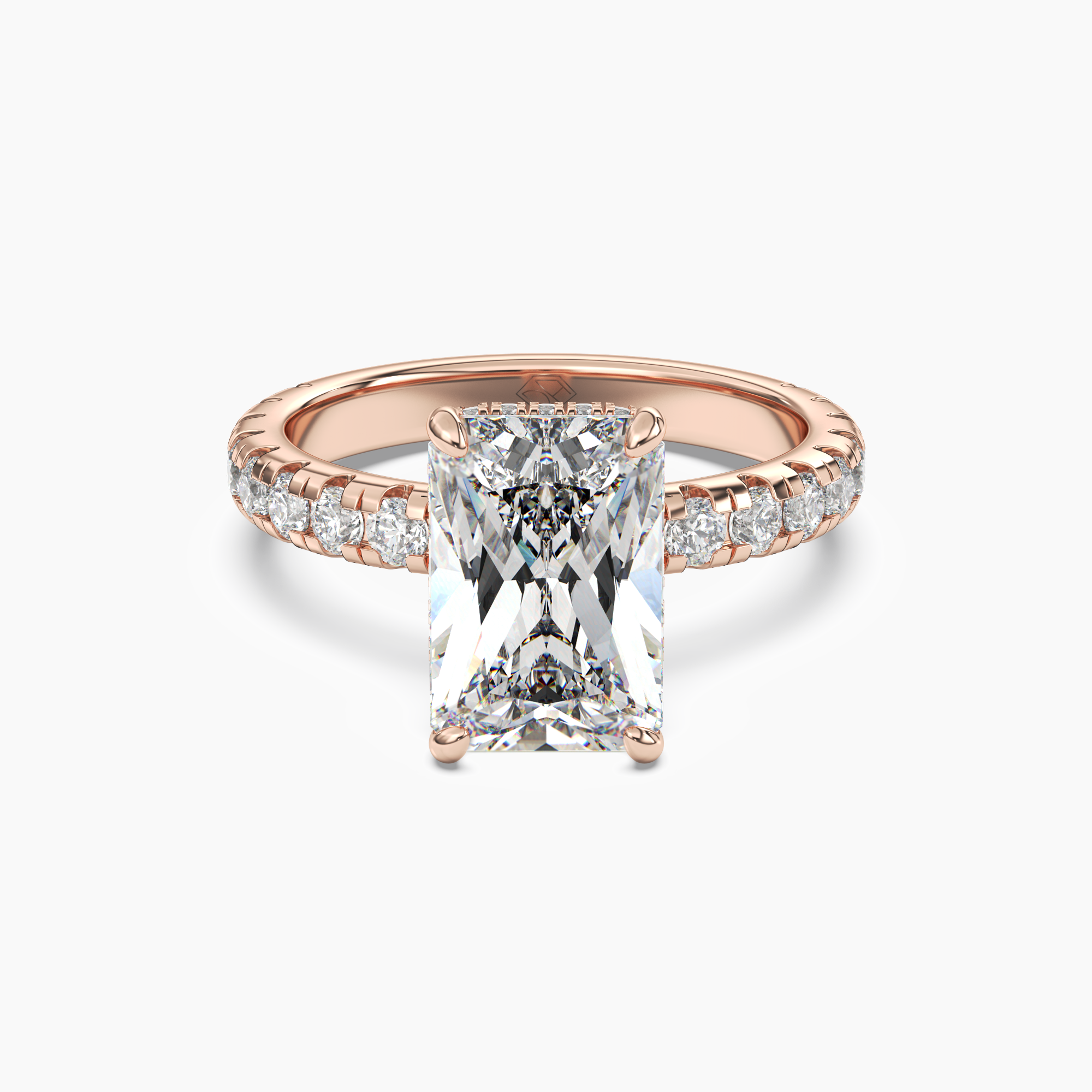 Oasis Radiant Hidden Halo Diamond Ring Setting in 18K Rose Gold