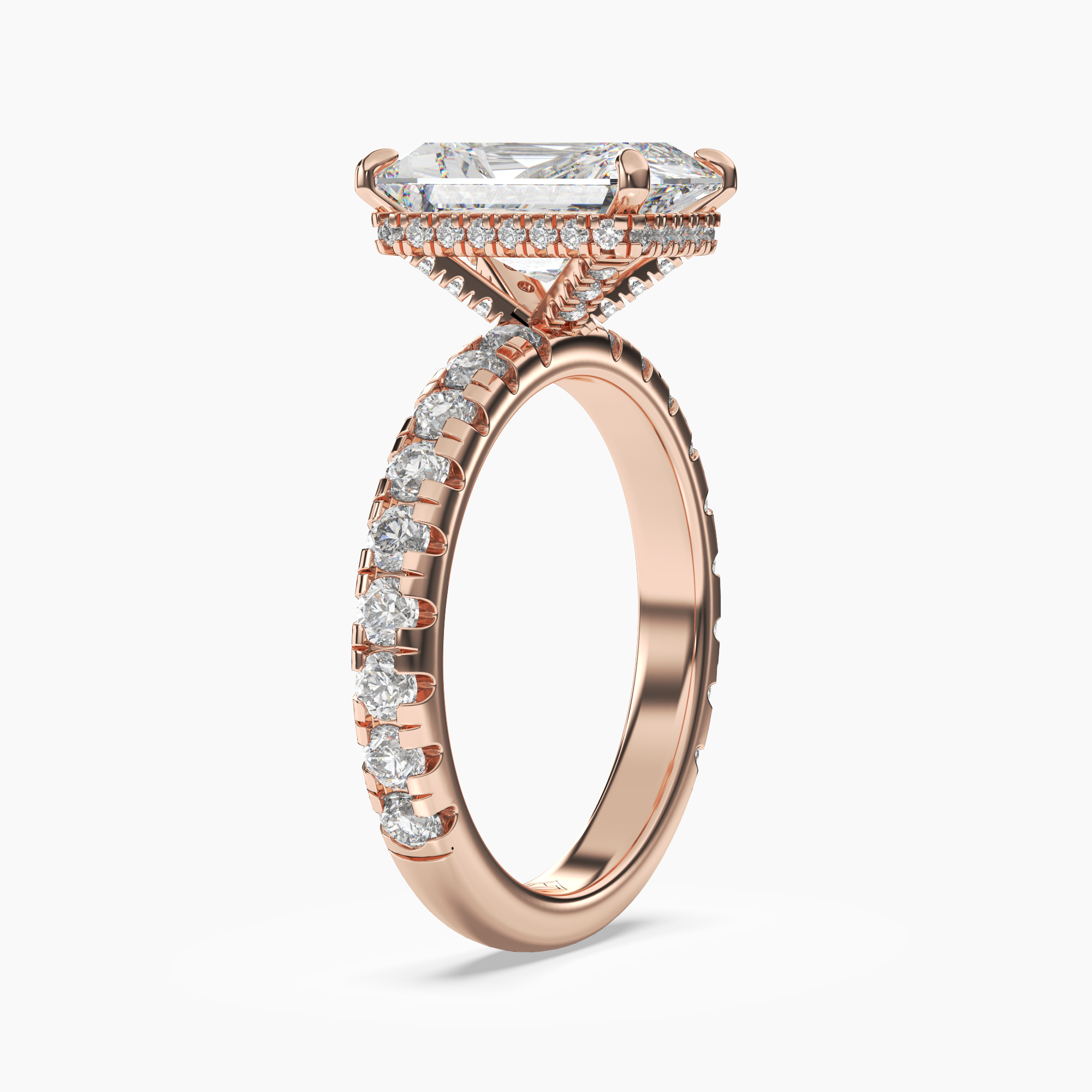 Oasis Radiant Hidden Halo 2.5 Carat Lab Grown Diamond Engagement Ring in 18K Yellow Gold