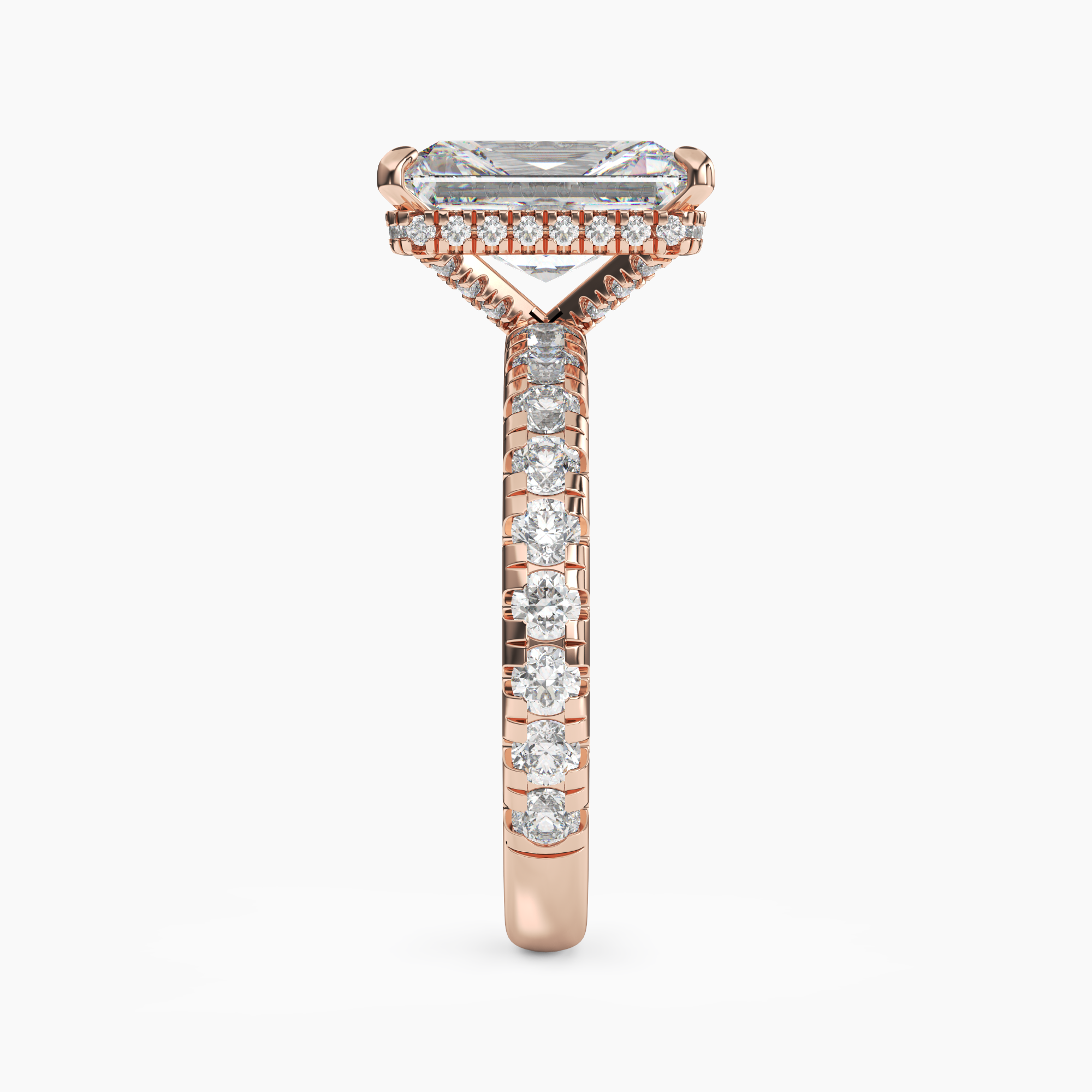 Oasis Radiant Hidden Halo 2 Carat Lab Grown Diamond Engagement Ring in 14K Rose Gold