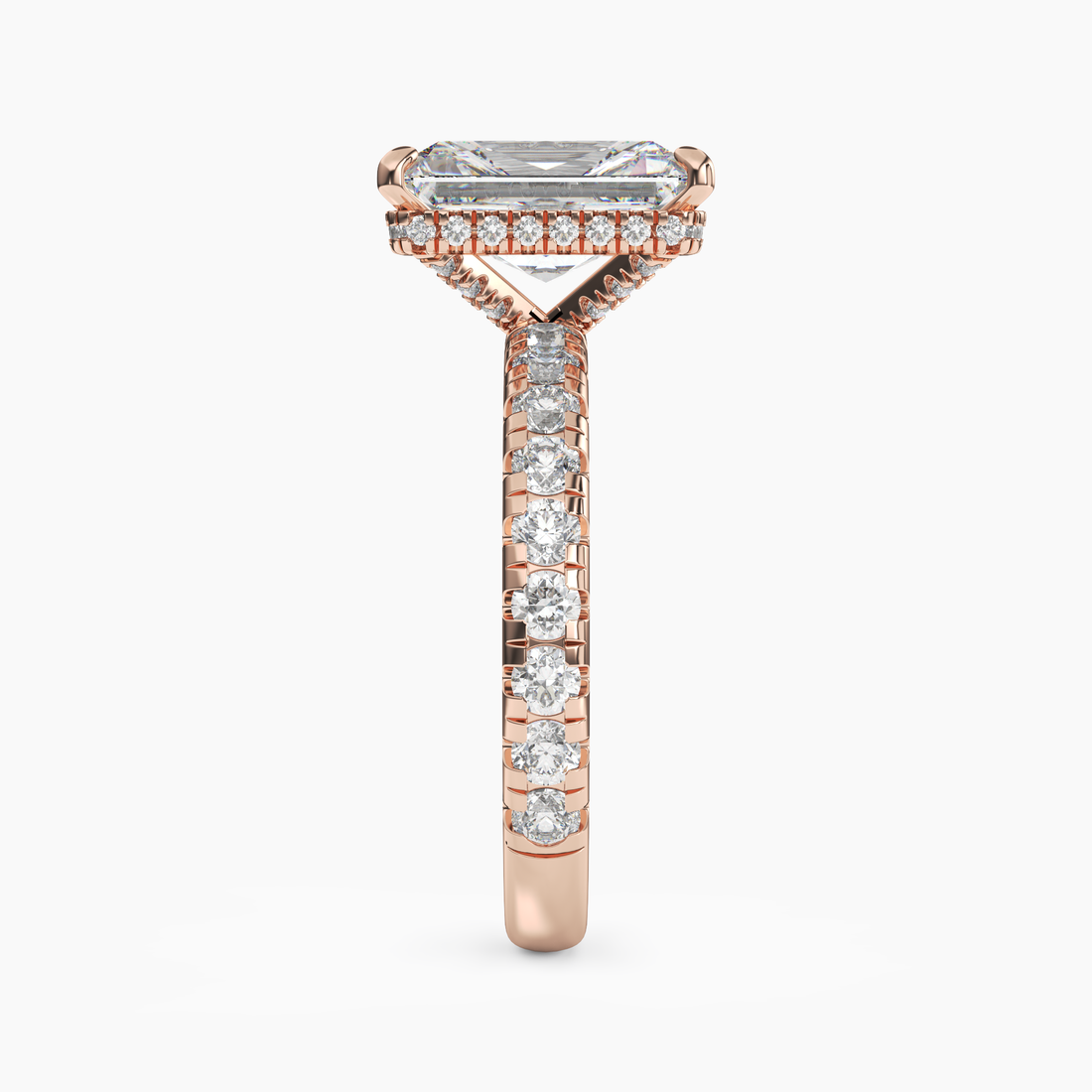 Oasis Radiant Hidden Halo 2 Carat Lab Grown Diamond Engagement Ring in 14K Rose Gold