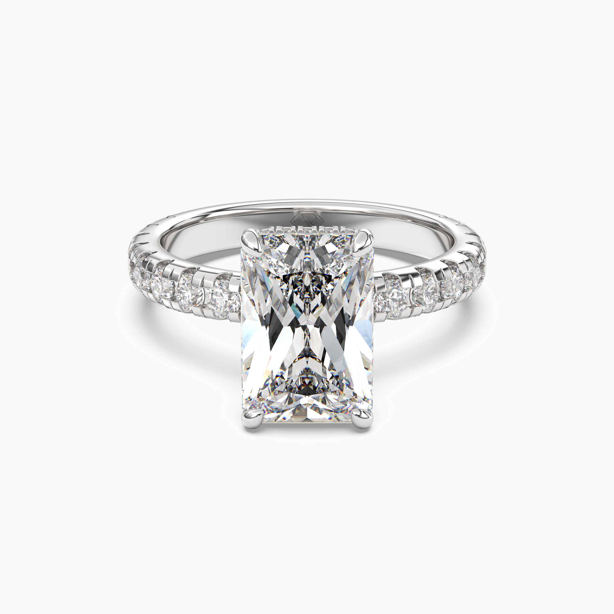 Oasis Radiant Hidden Halo Diamond Ring Setting in 14K Yellow Gold